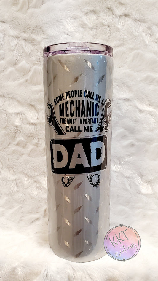 Dad Mechanic Custom Tumbler - 30 oz Skinny Straight - Silver/Black