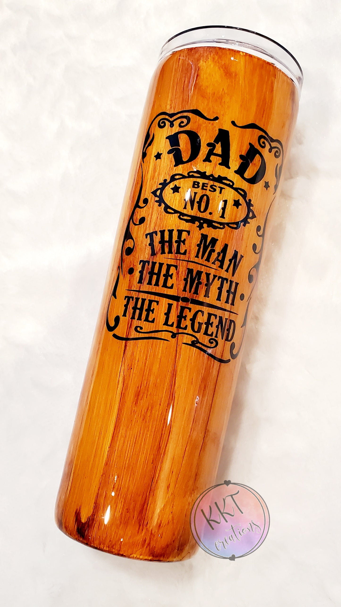 DAD The Man, The Myth, The Legend Woodgrain Custom Tumbler - 30 oz skinny