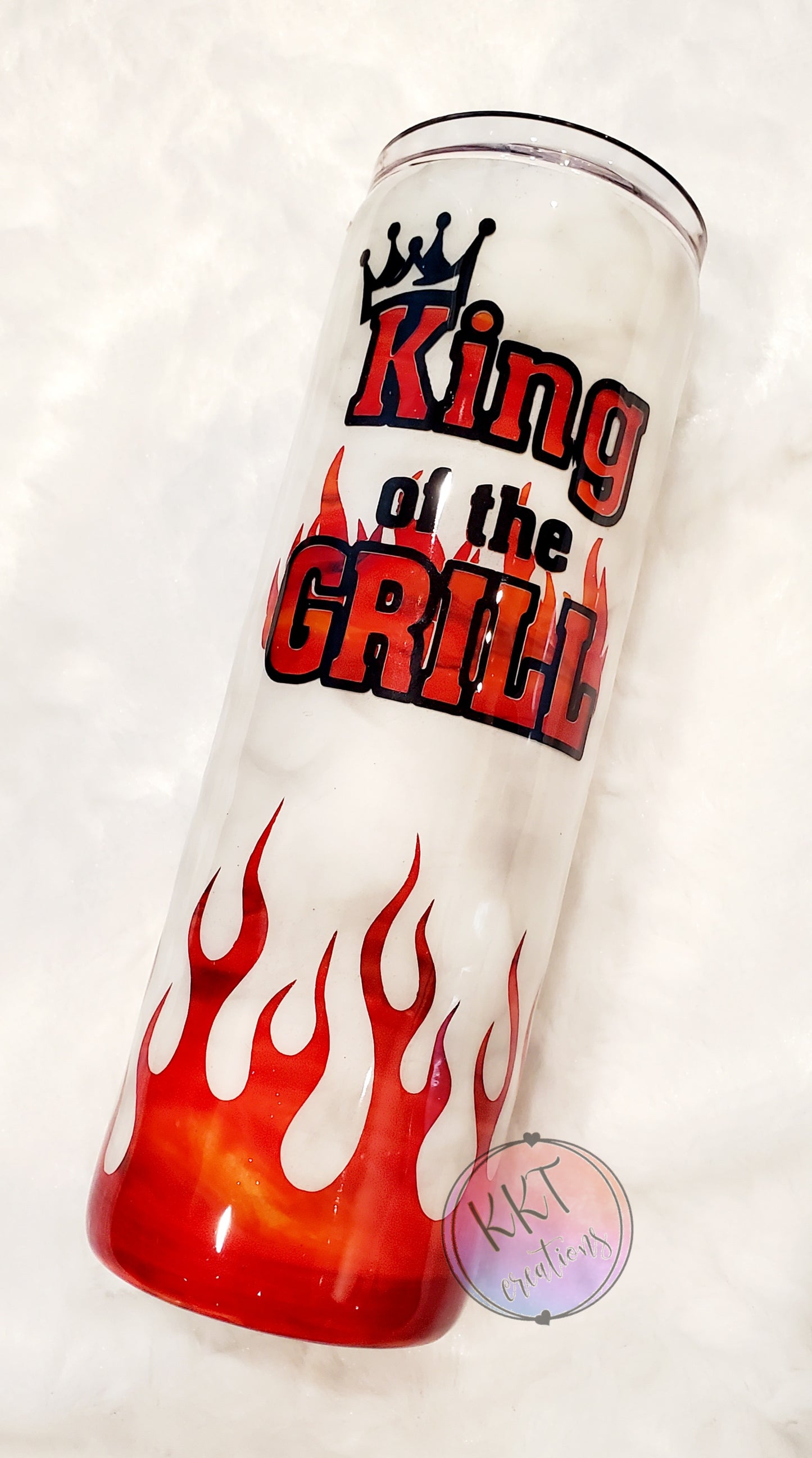 King of the Grill Custom Tumbler - 30 oz skinny taper - flames