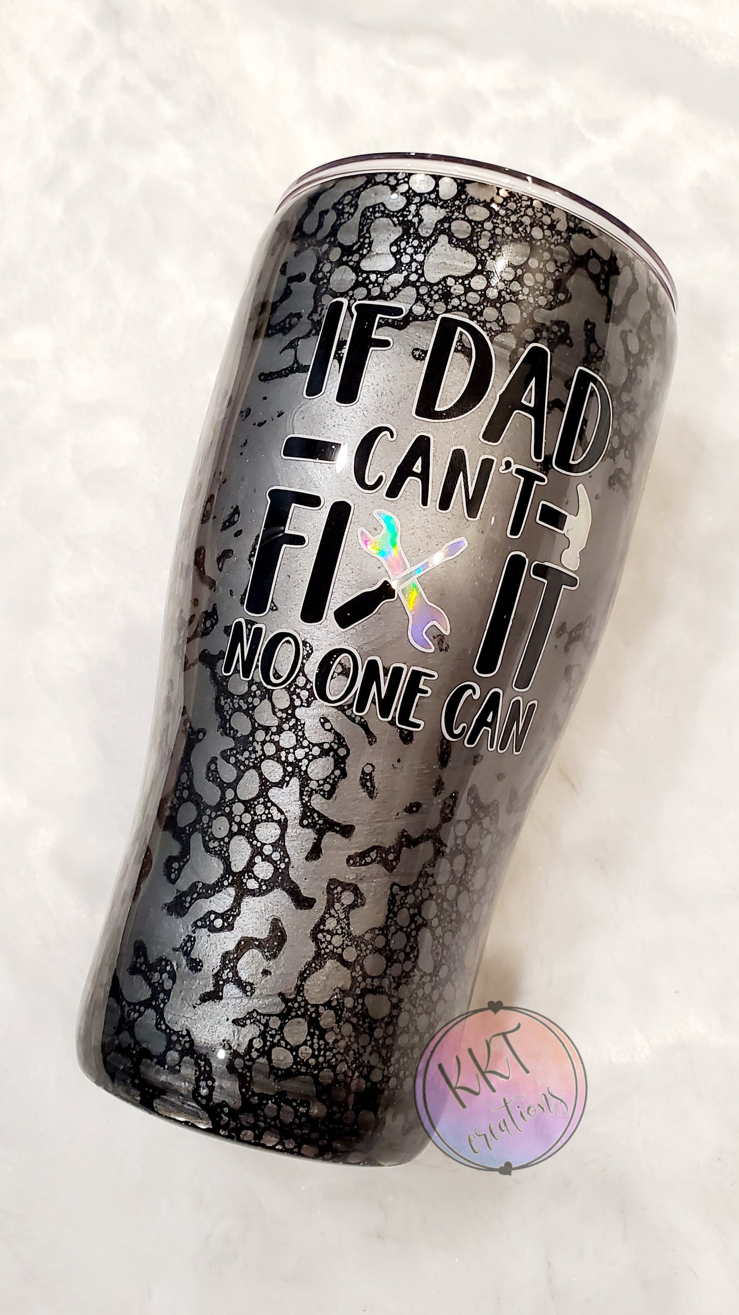 If DAD Can't Fix It... Custom Tumbler - 30 oz curve - black/silver