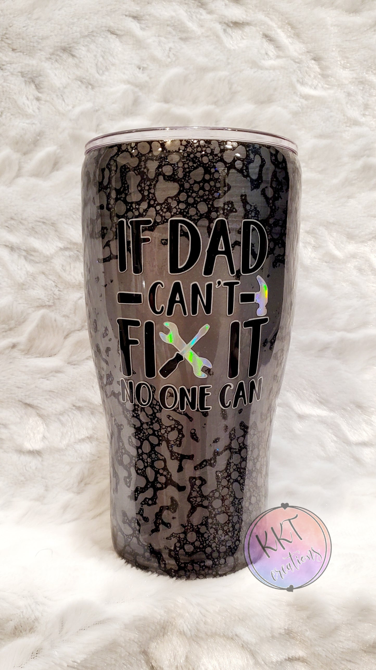 If DAD Can't Fix It... Custom Tumbler - 30 oz curve - black/silver