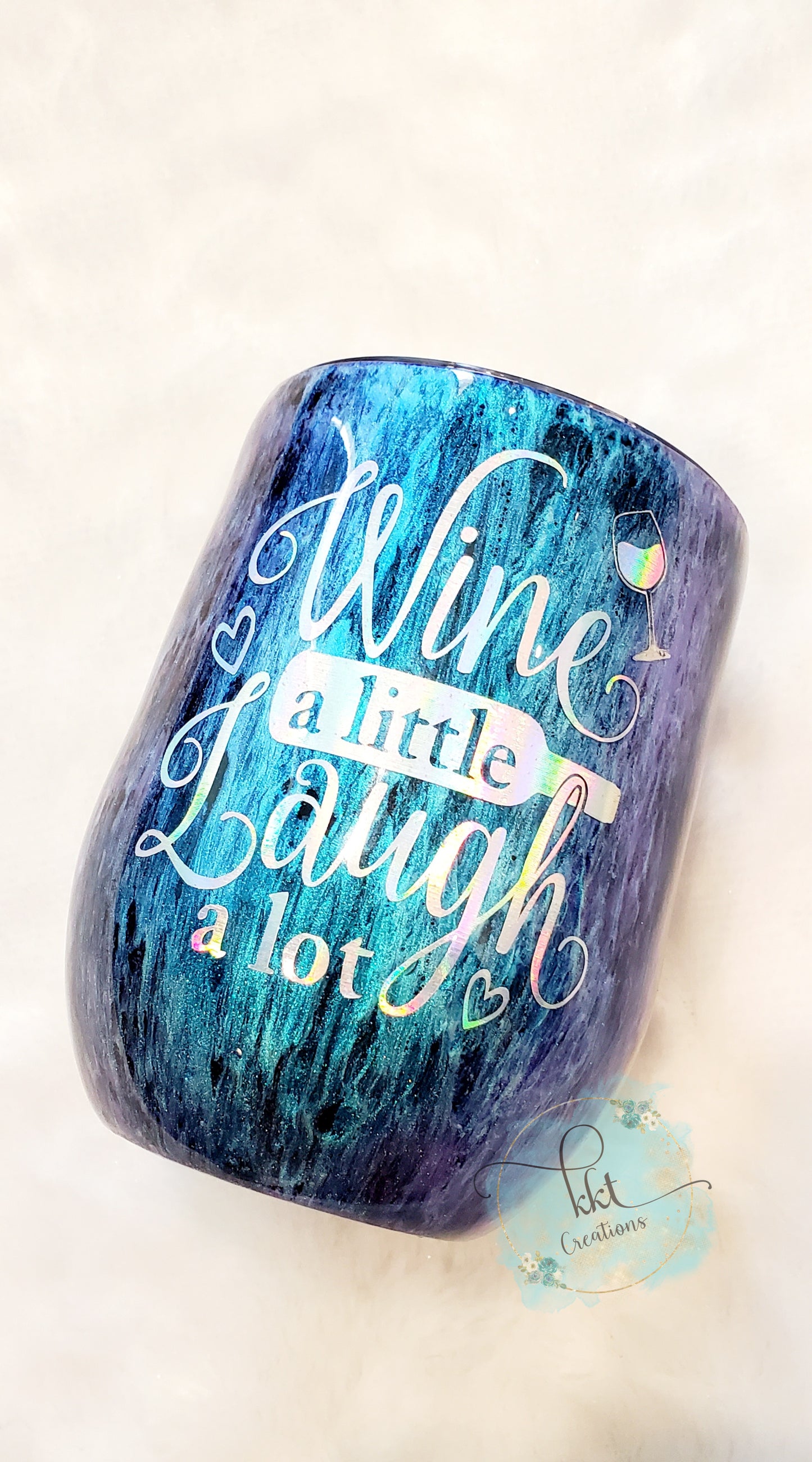 Wine a Little, Laugh a Lot Custom Wine Tumbler - 12 oz wine