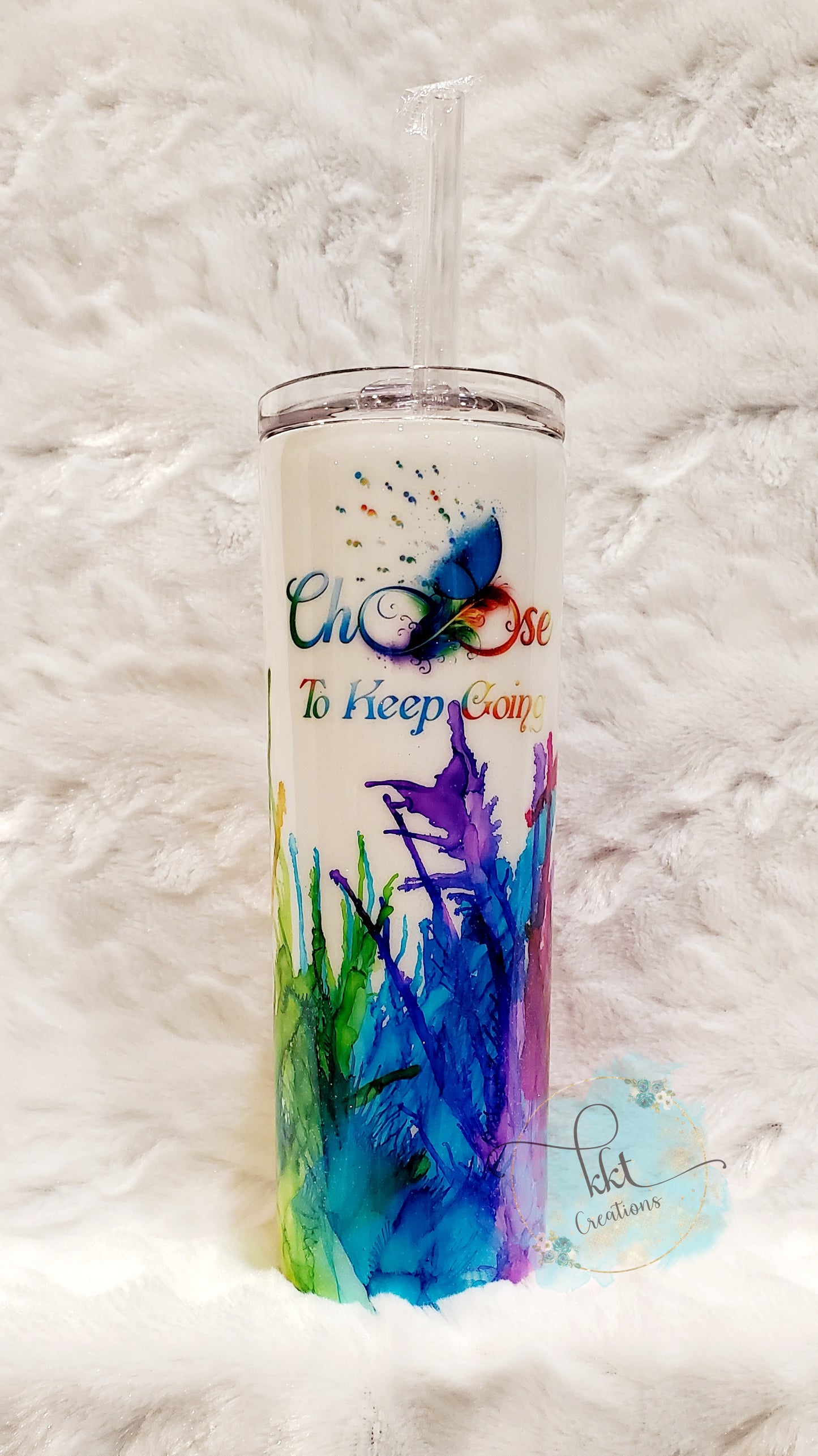 Suicide Awareness "Choose to Keep Going" Custom Tumbler - 20 oz Skinny Straight