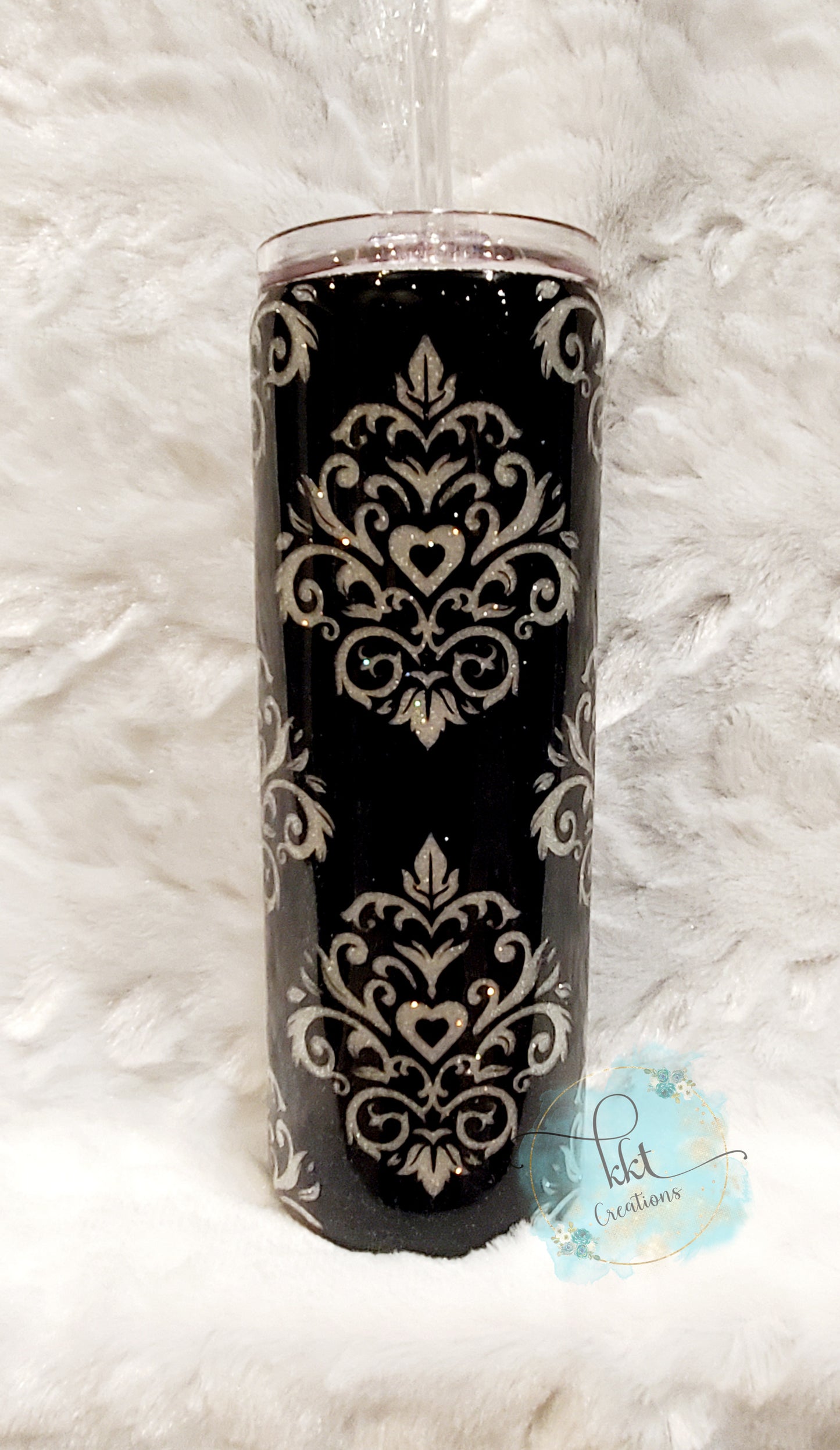 Glittered peekaboo custom tumbler - 20 oz skinny