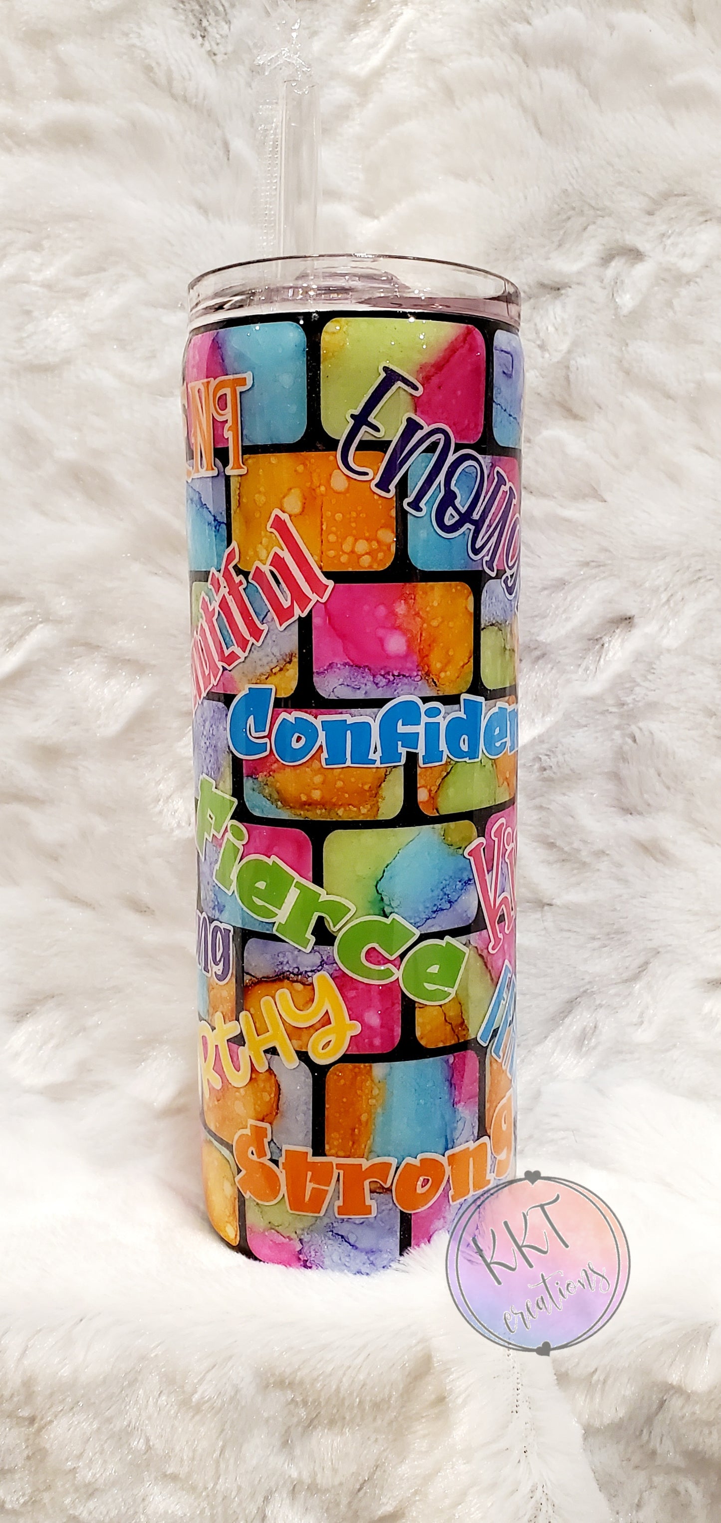 Brick Wall of Affirmation words  Custom Tumbler - 20 oz Skinny Straight