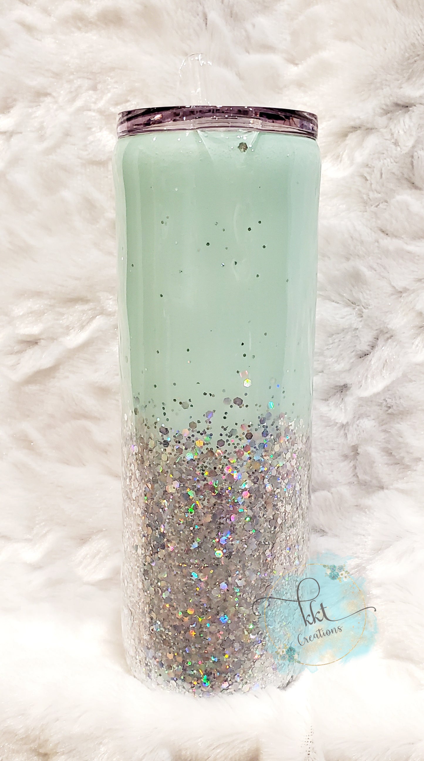 Thou shalt not Try Me glitter custom tumbler - 20 oz skinny - mint, silver