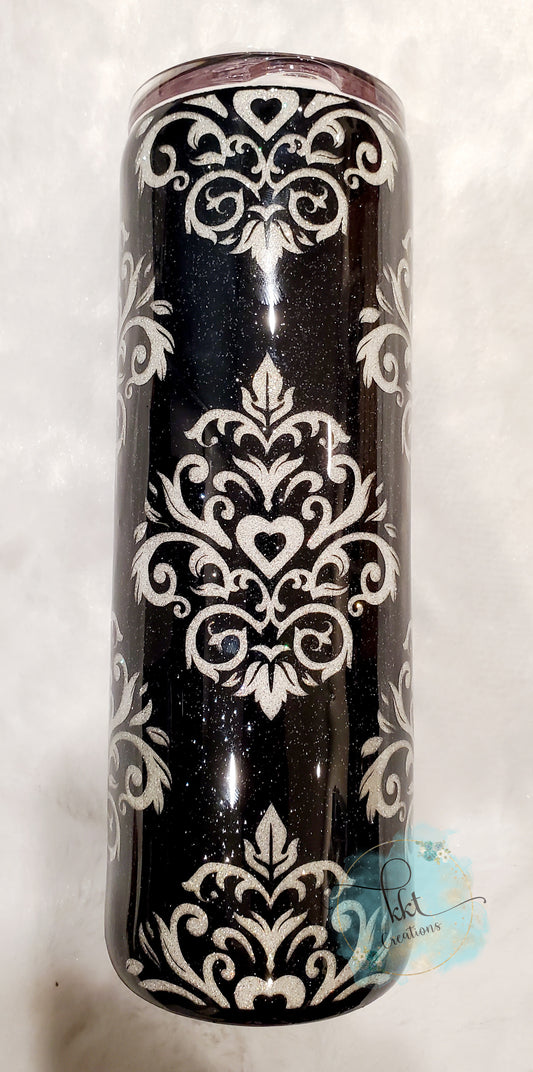 Glittered peekaboo custom tumbler - 20 oz skinny