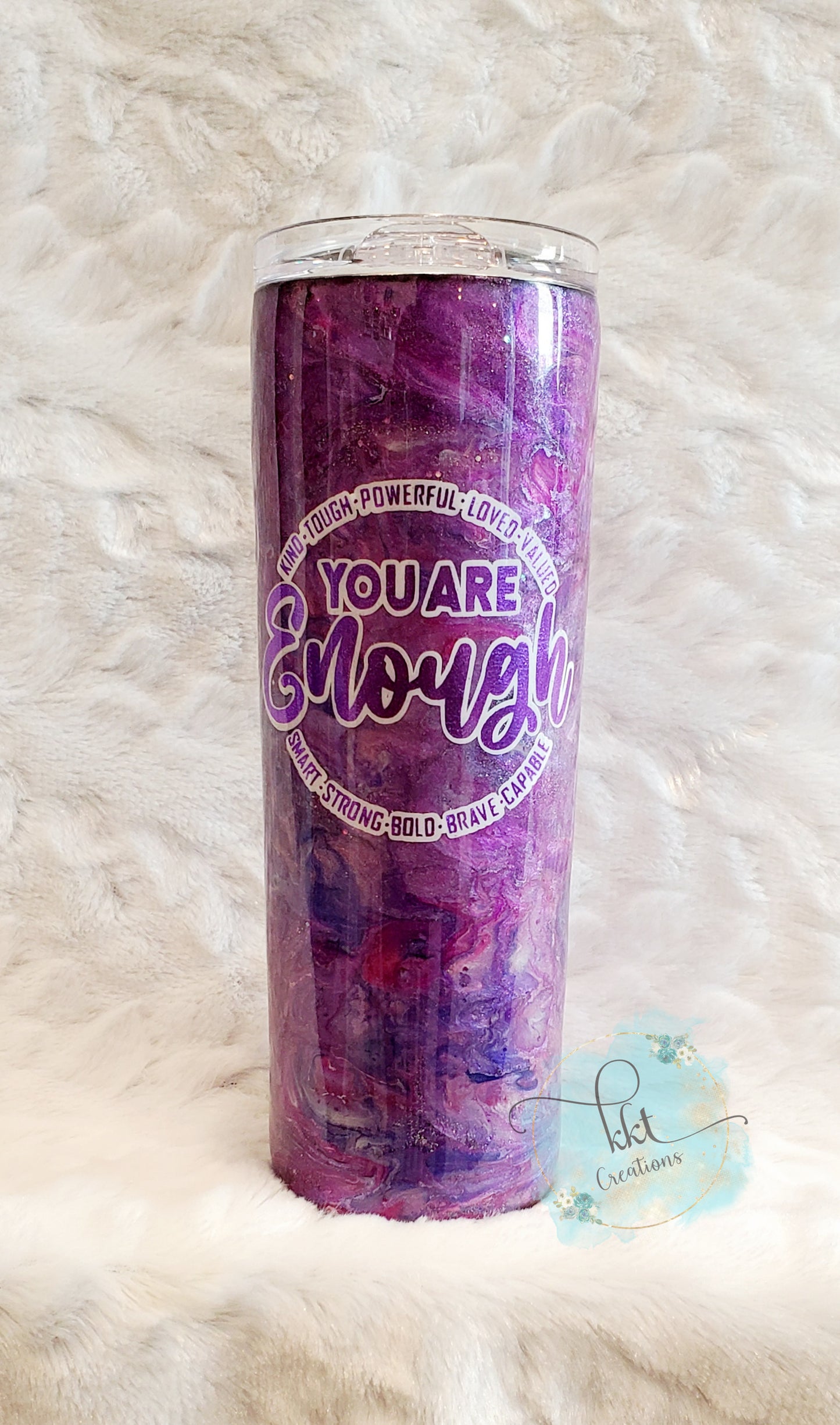 You are Enough waymaker custom tumbler - 20 oz skinny - purple, pink,