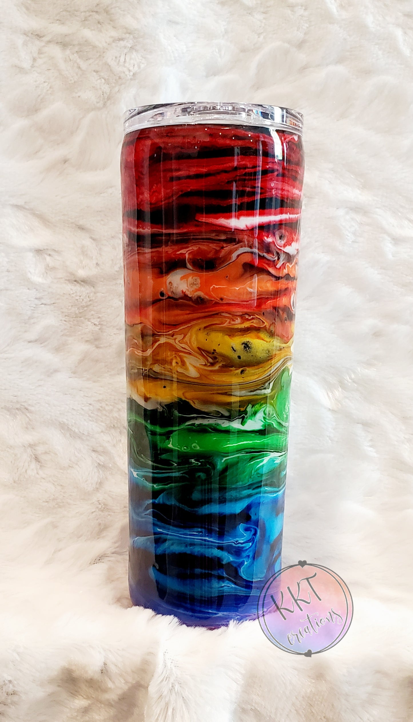 Rainbow Inks Stay Humble Hustle Hard Custom Tumbler - 20 oz Skinny Straight