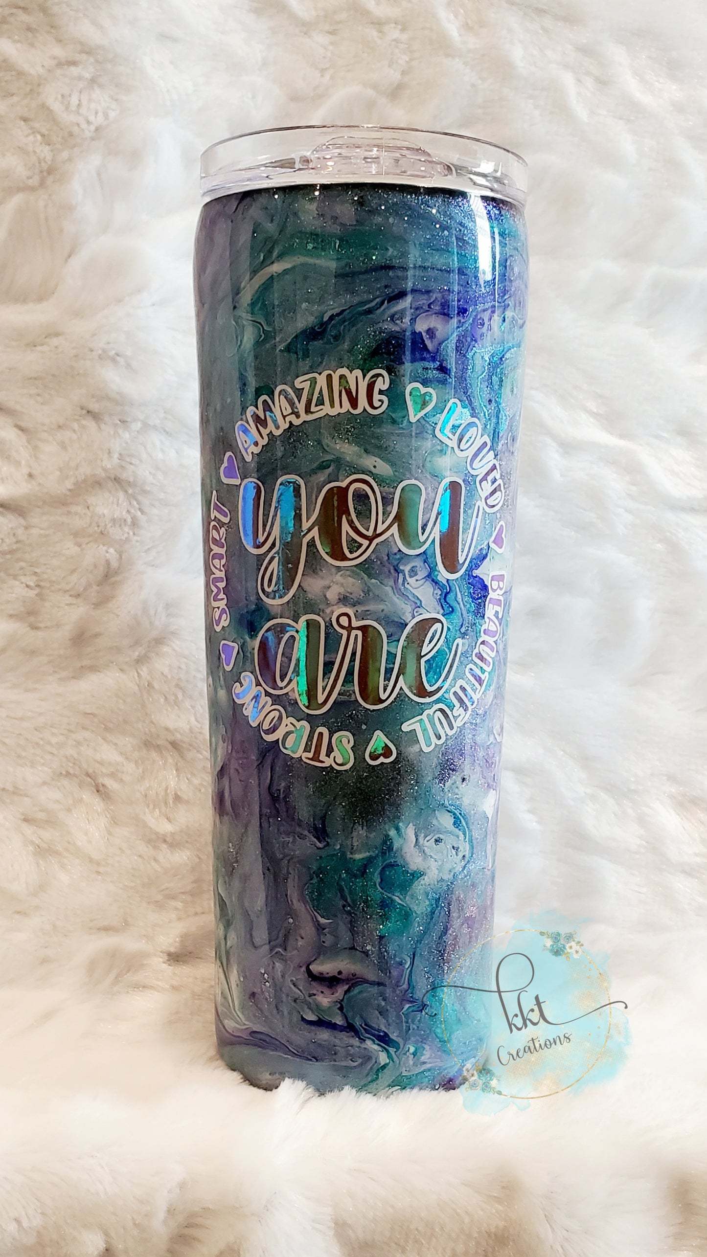 YOU ARE.... waymaker custom tumbler - 20 oz skinny - purple, turquoise