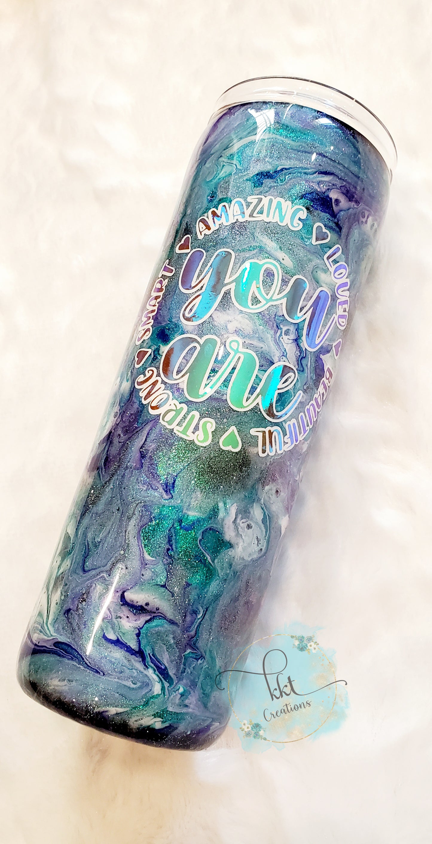 YOU ARE.... waymaker custom tumbler - 20 oz skinny - purple, turquoise