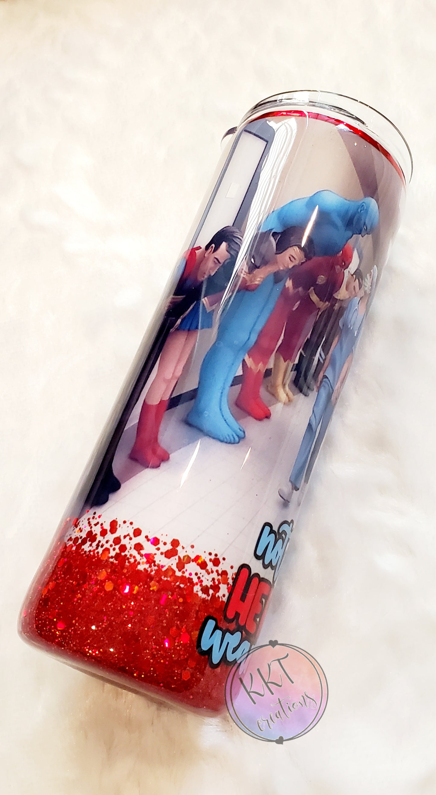 Nurse Hero Glittered Custom Tumbler - 20 oz Skinny Straight - Red