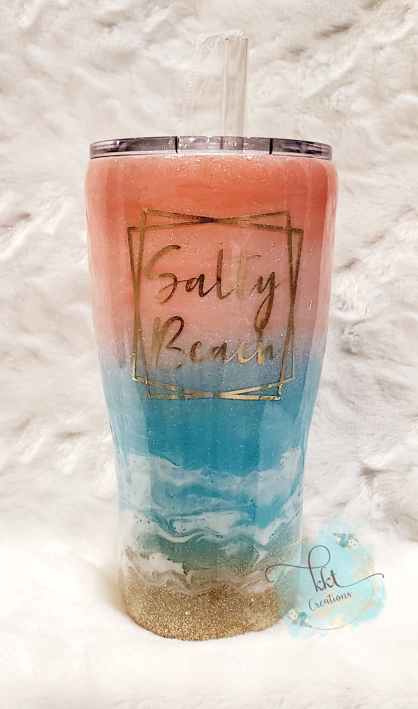 Beach, Pastel colored glitter ombre, Salty Beach - 20 oz curve