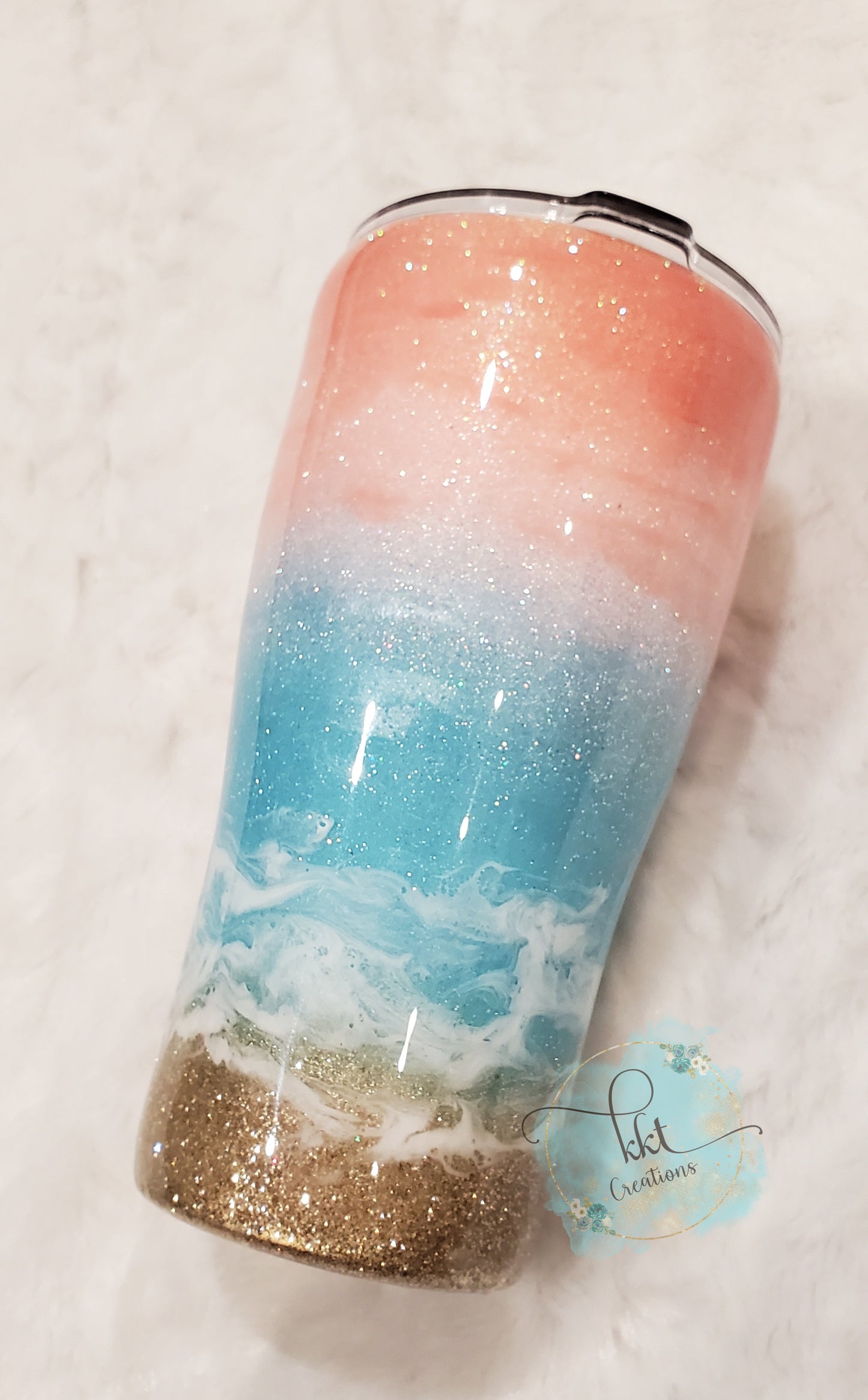 Beach, Pastel colored glitter ombre, Salty Beach - 20 oz curve