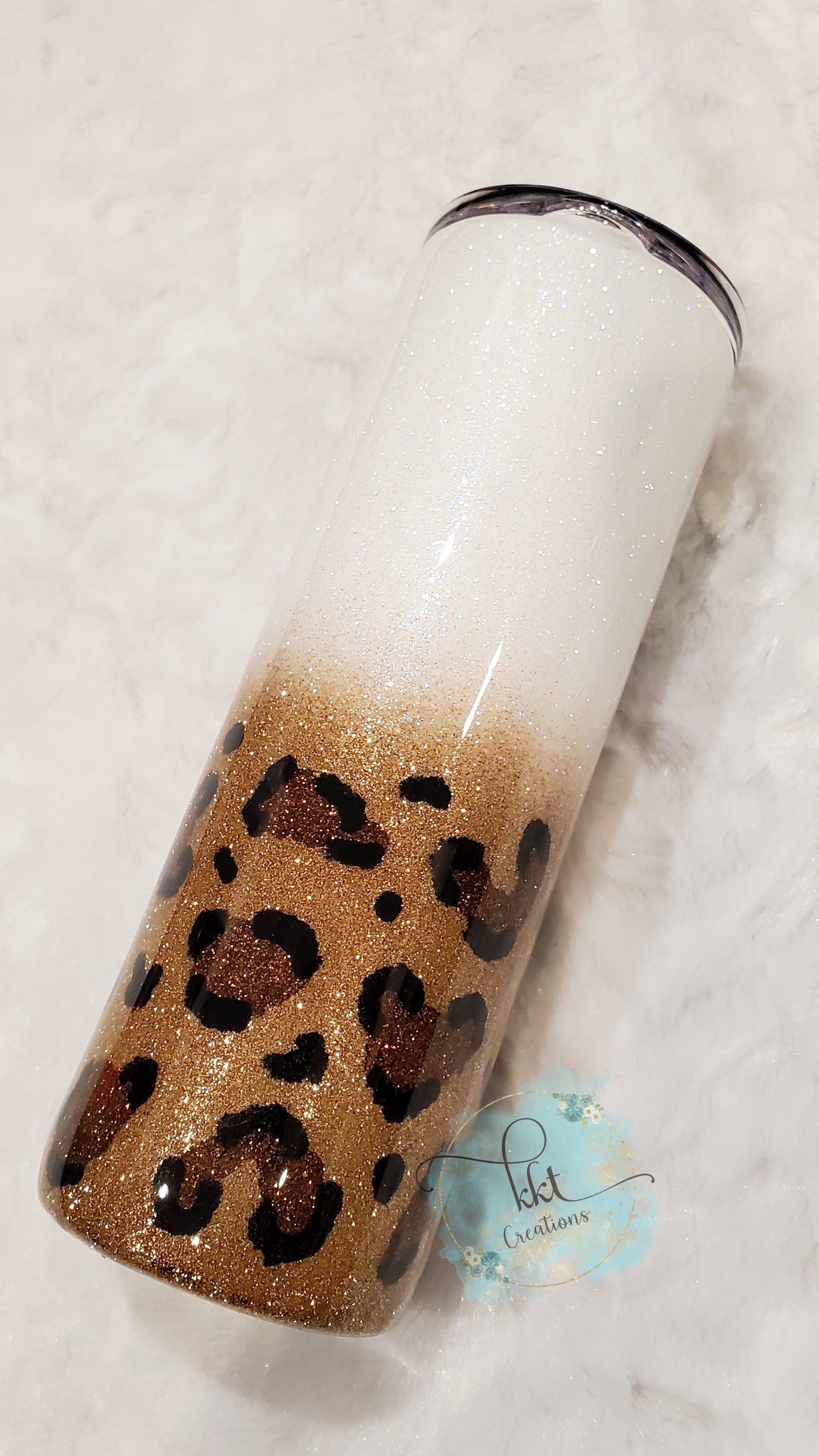 Total Sasshole Hand glittered Leopard Custom Tumbler - 20 oz skinny straight