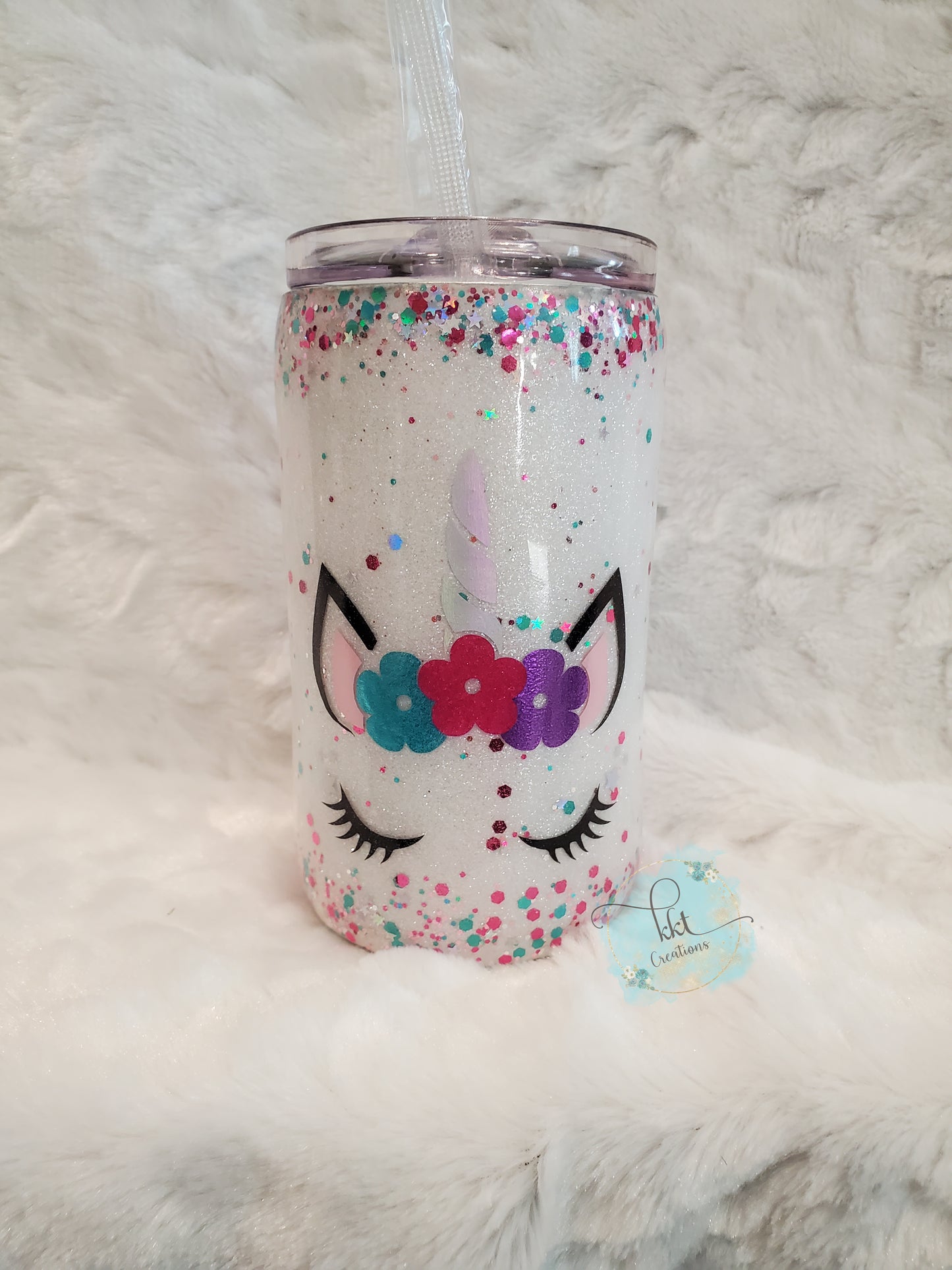 Unicorn Glitter Pastel Custom Tumbler - 14 oz Skinny