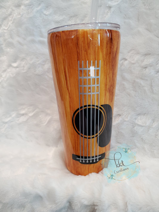 Woodgrain Guitar Custom Tumbler - 32 oz Taper