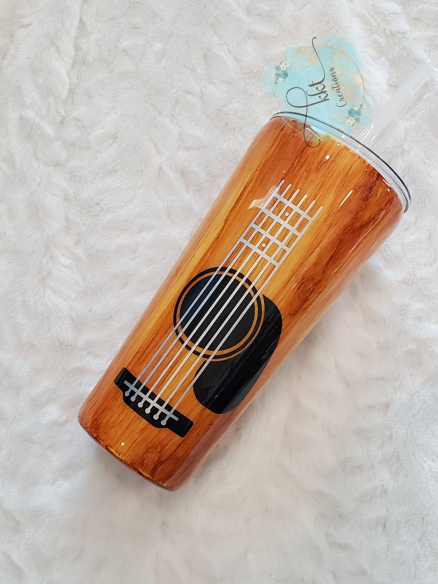 Woodgrain Guitar Custom Tumbler - 32 oz Taper