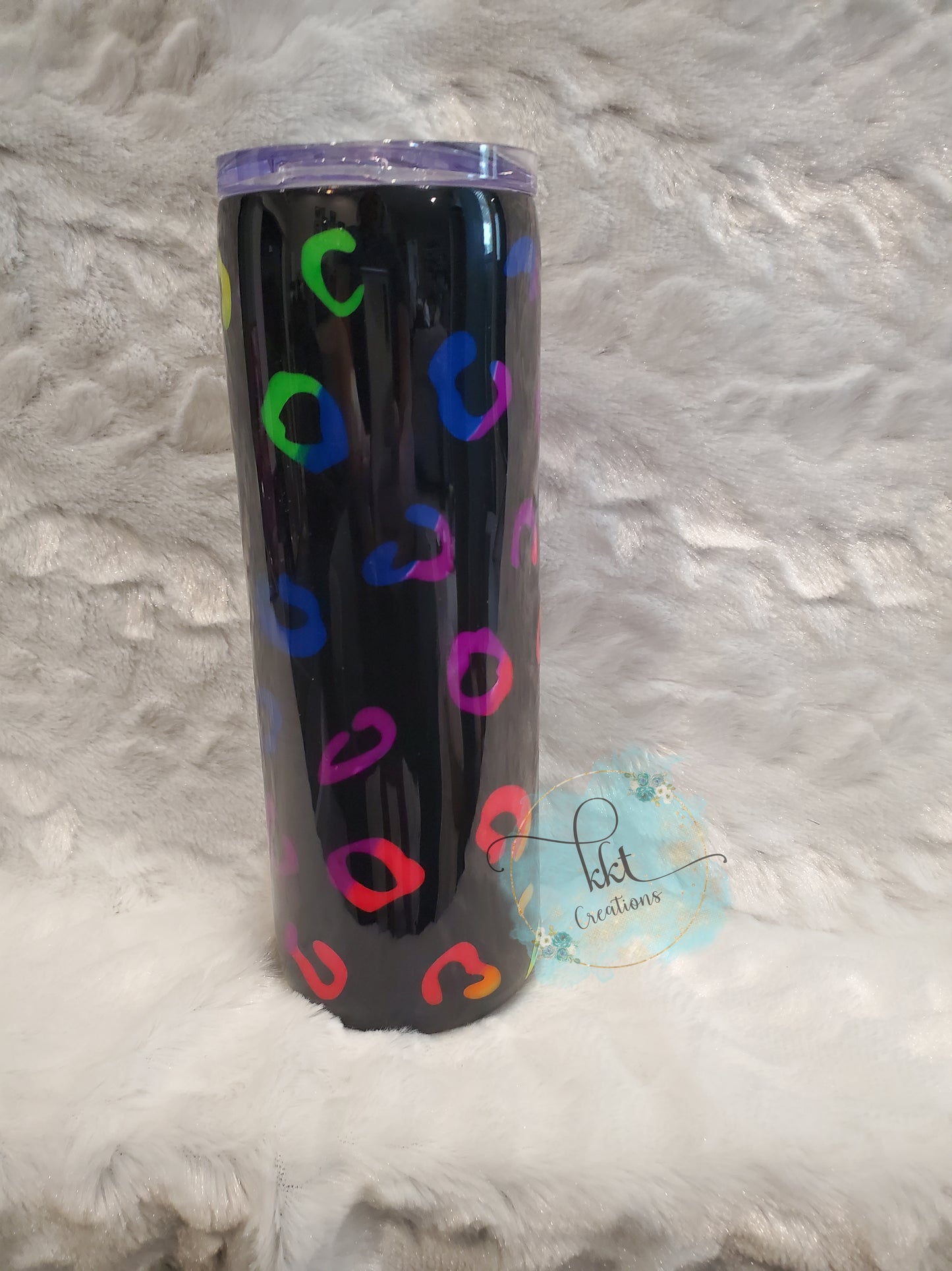 BE SAVAGE NOT AVERAGE Rainbow Leopard Peekaboo Custom Tumbler - 20 oz Skinny Straight - Glow in the Dark!