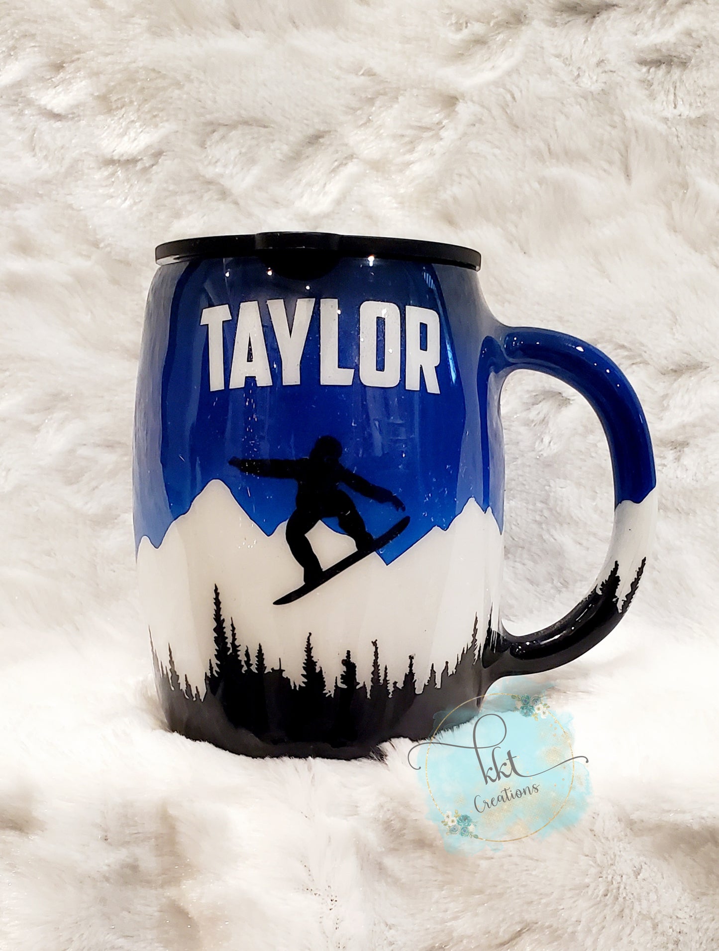 Snowboarding/Skiing Non Glitter Mug Tumbler - 14 oz curved coffee mug