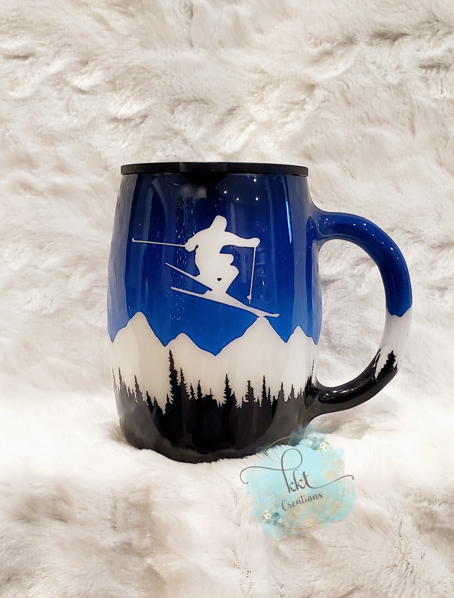 Snowboarding/Skiing Non Glitter Mug Tumbler - 14 oz curved coffee mug