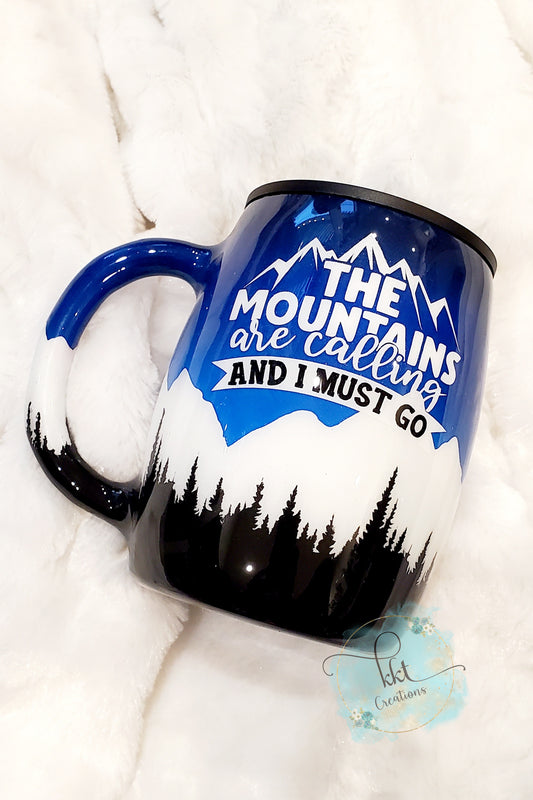 Snowboarding/Skiing Non Glitter Mug Tumbler - 14 oz curved coffee mug