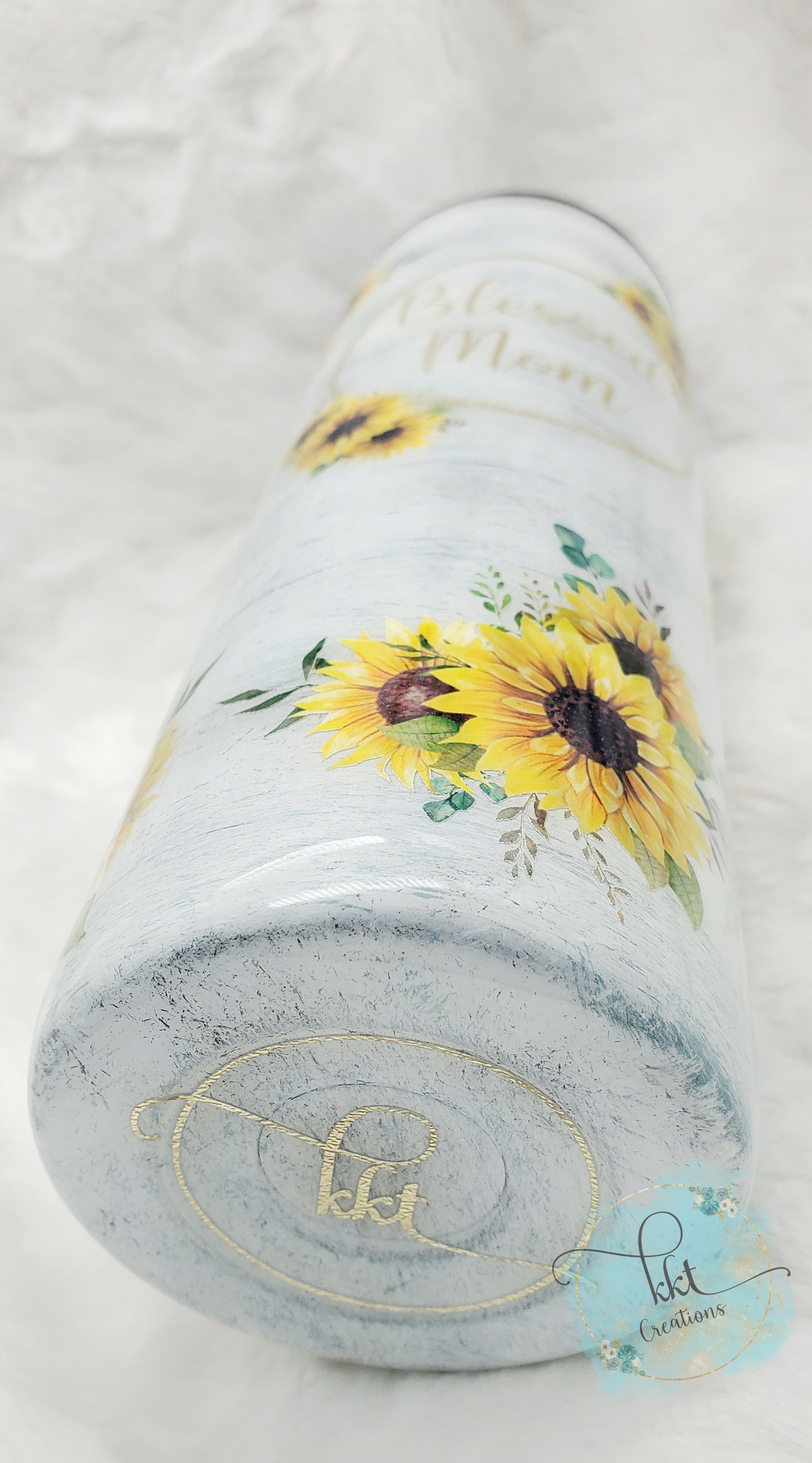 BLESSED MOM sunflower shiplap custom tumbler - 20 oz skinny