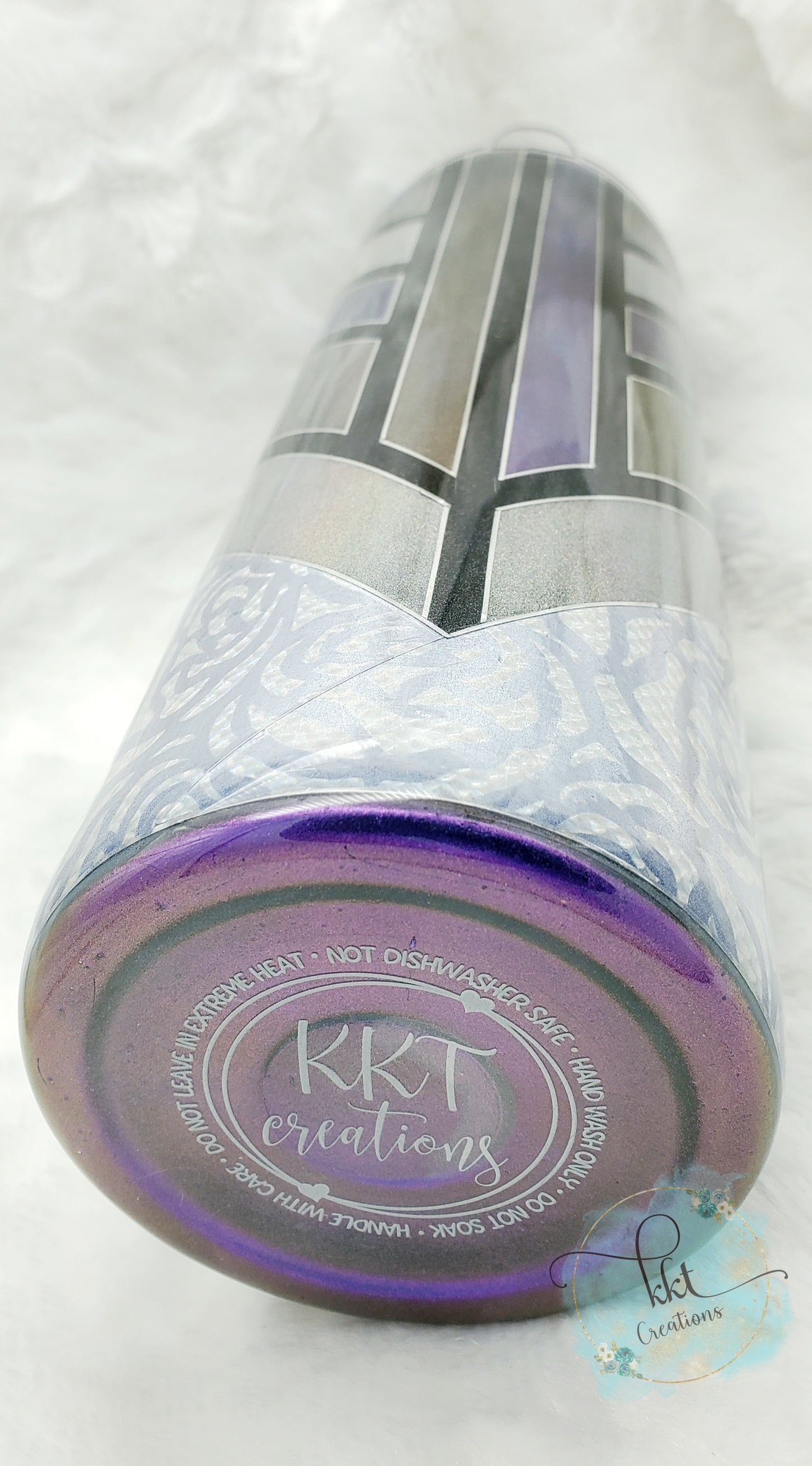 Shattered Glass Holographic Custom Tumbler - 30 oz Skinny Straight - Blue/Purple/Silver