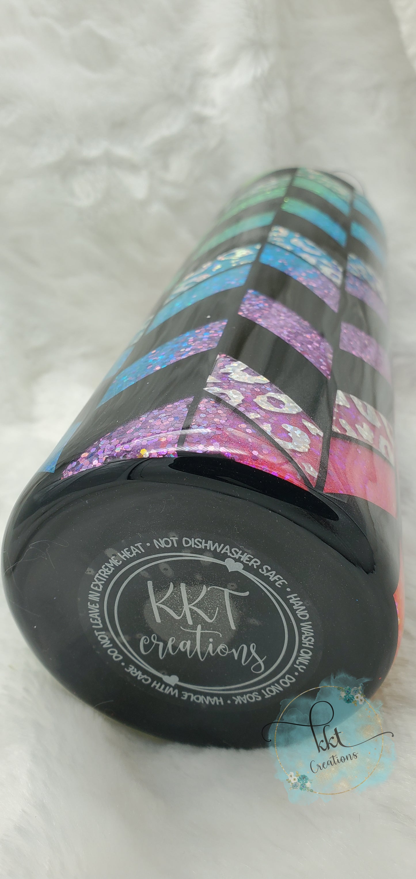 Tangram Neon Black Holographic Leopard Custom Tumbler - 30 oz Skinny Straight