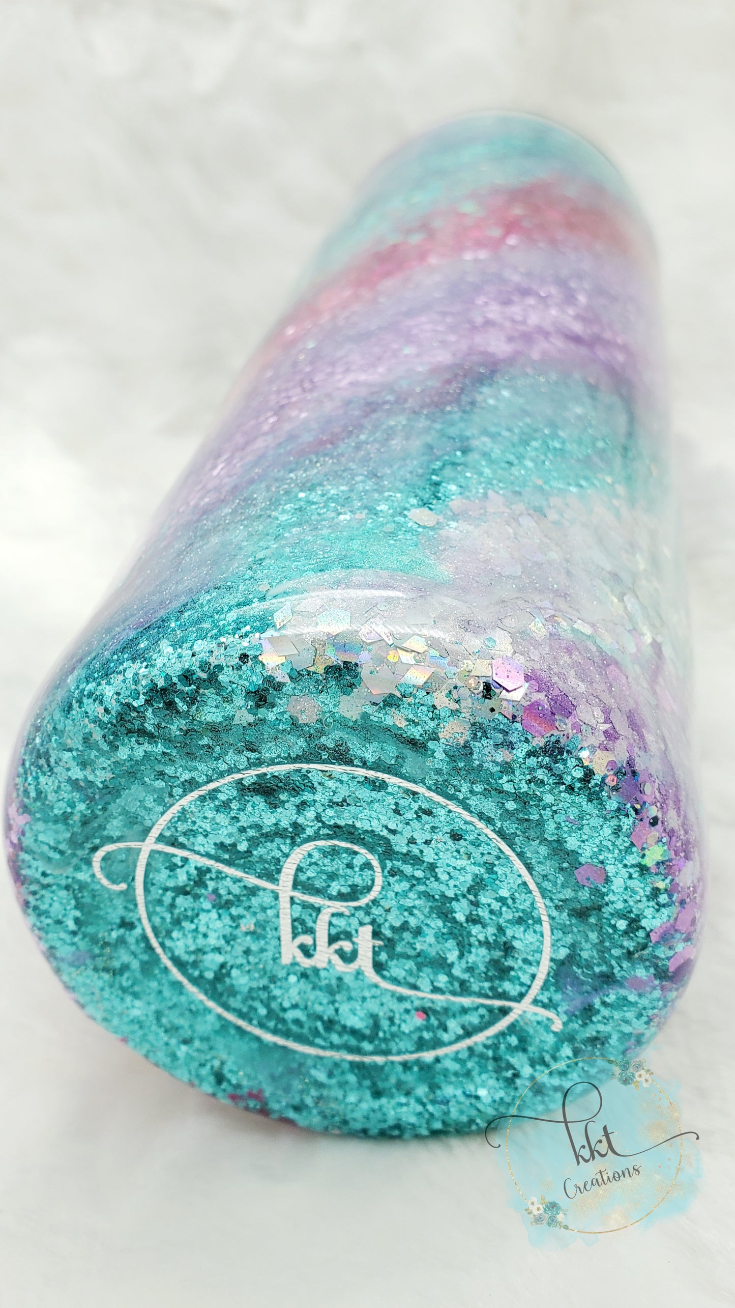 Glitter Swirl Milky Way Custom Tumbler - 20 oz Skinny Straight- Purple, Turquoise, Pink, Silver