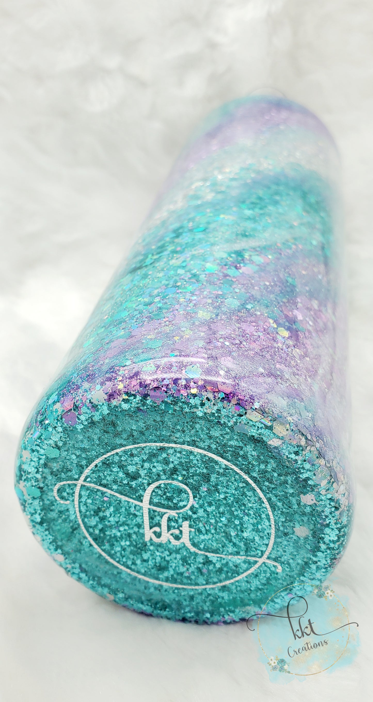 Glitter Swirl Milky Way Custom Tumbler - 30 oz Skinny Taper- Purple, Turquoise, Silver