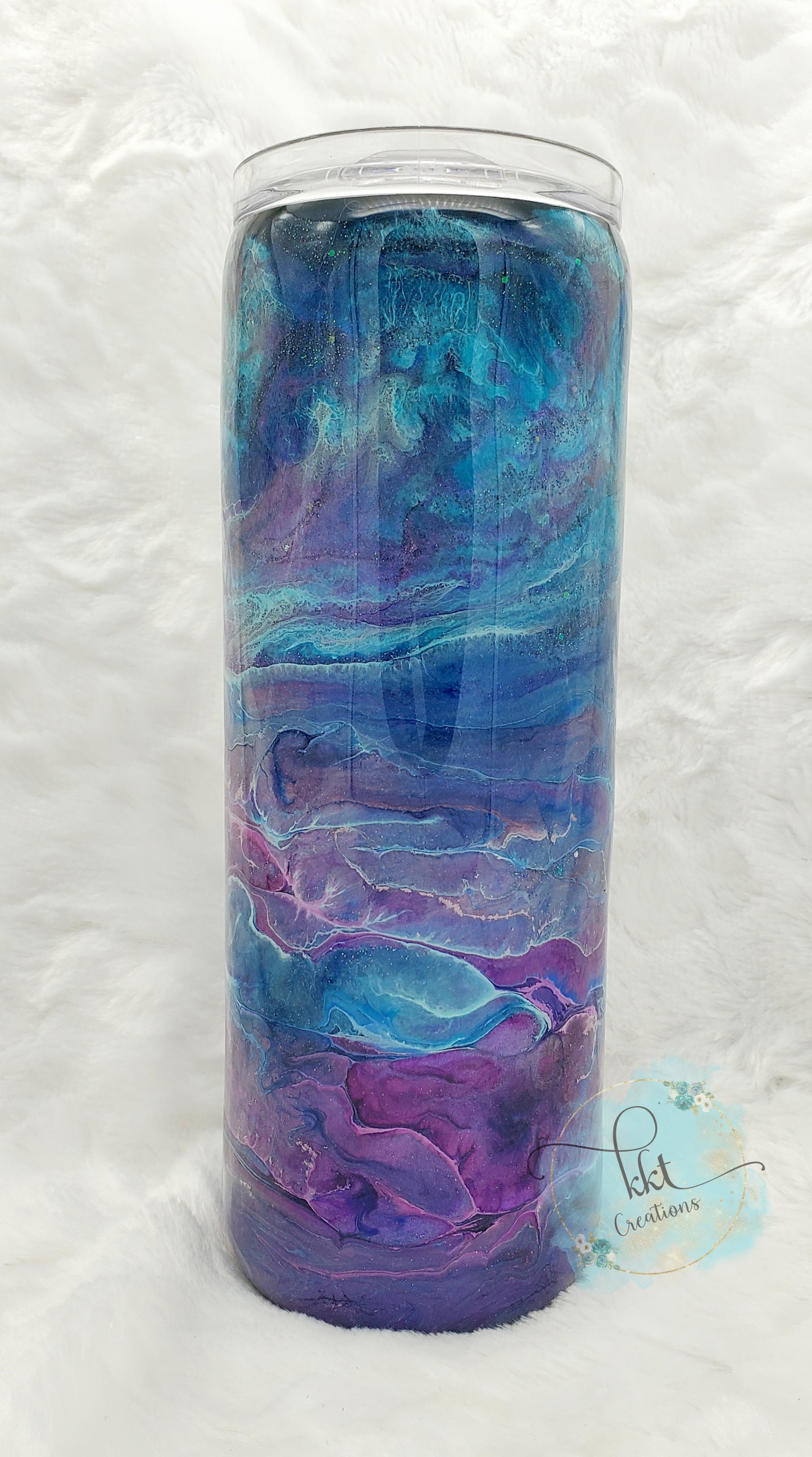 Alcohol Ink Swirl Custom Tumbler - 20 oz Skinny Straight -Purple/Blue