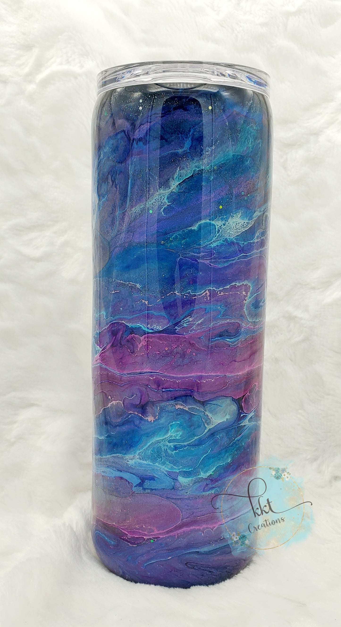 Alcohol Ink Swirl Custom Tumbler - 20 oz Skinny Straight -Purple/Blue