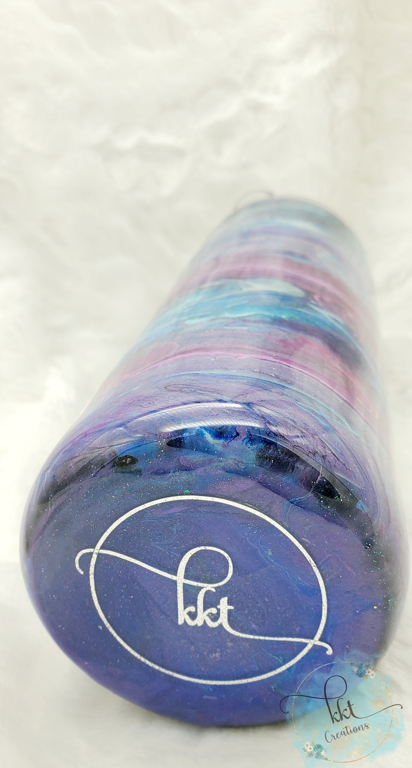 Alcohol Ink Swirl Custom Tumbler - 20 oz Skinny Straight -Purple/Blue