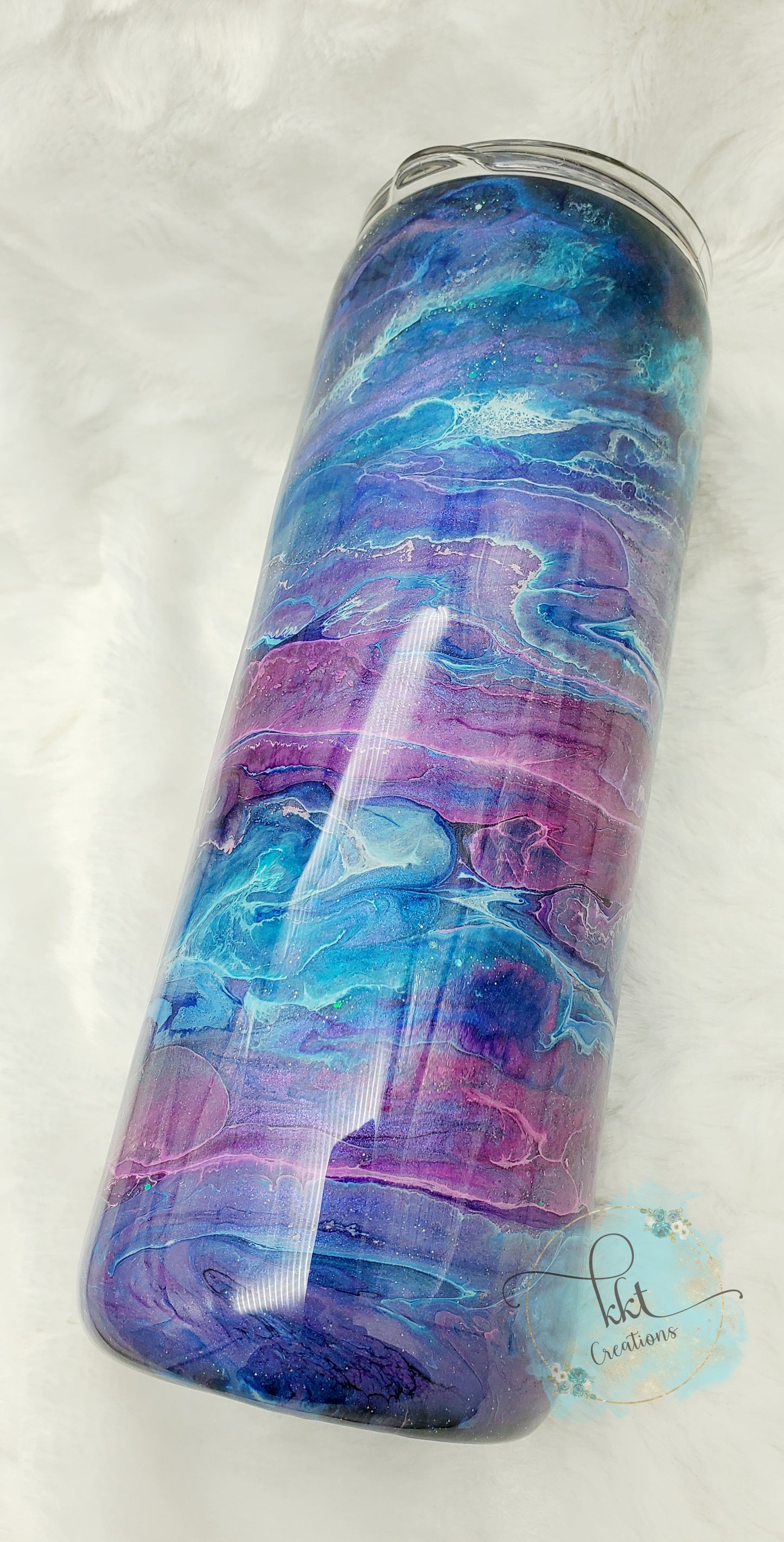 Alcohol Ink Swirl Custom Tumbler - 20 oz Skinny Straight -Purple/Blue