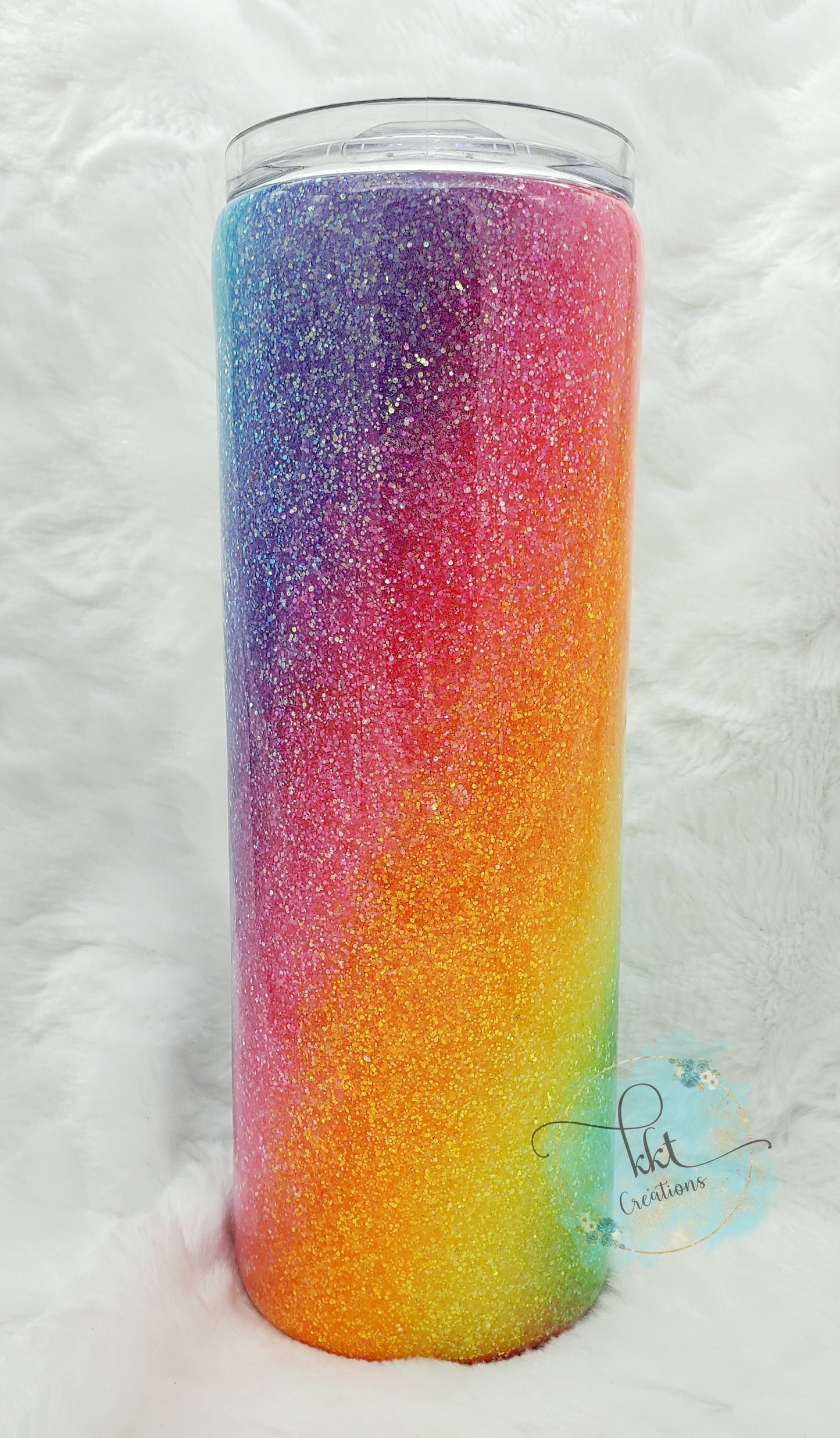 NEON glittered diagonal ombre custom tumbler - 20 oz skinny straight