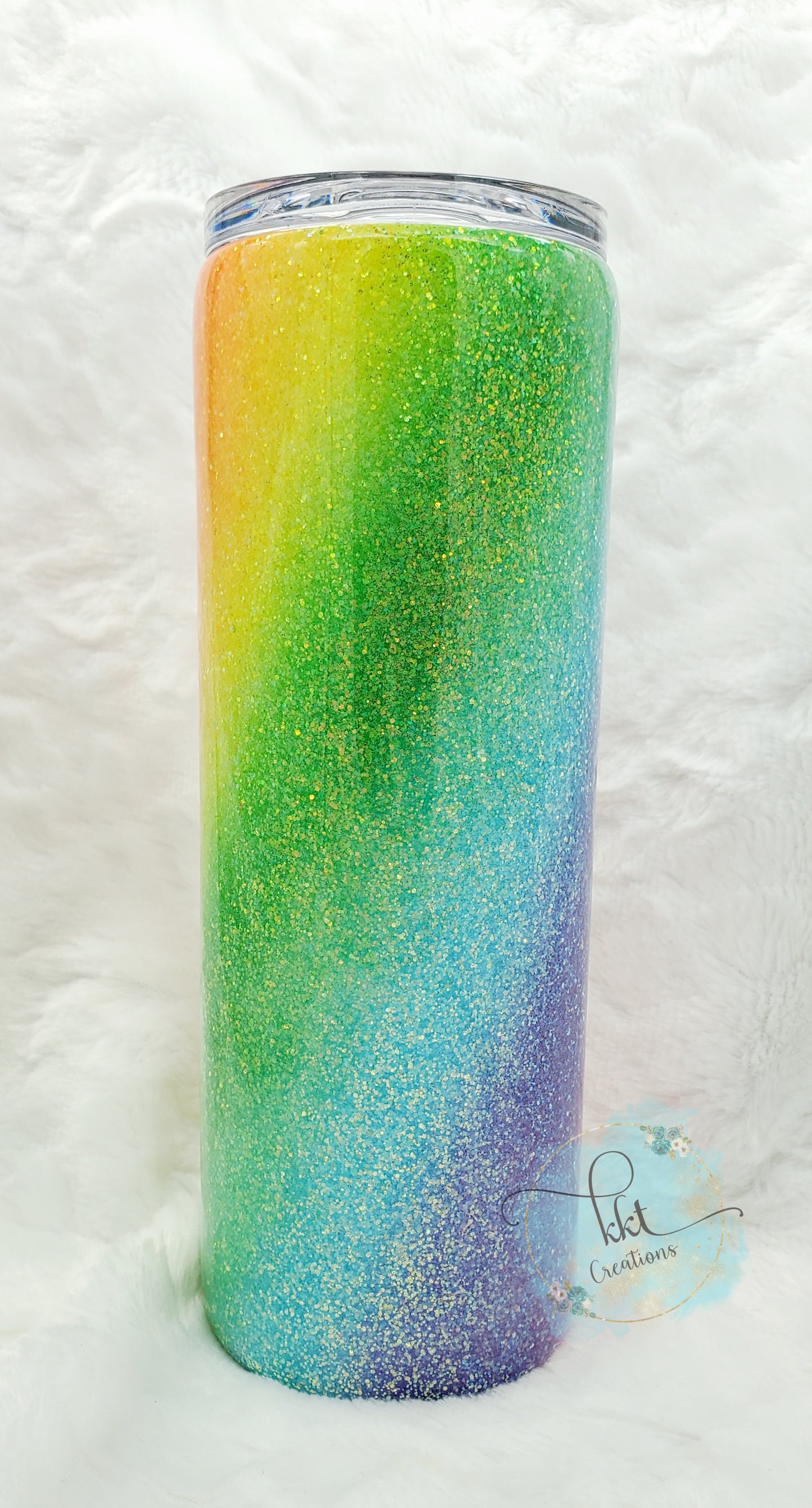 NEON glittered diagonal ombre custom tumbler - 20 oz skinny straight