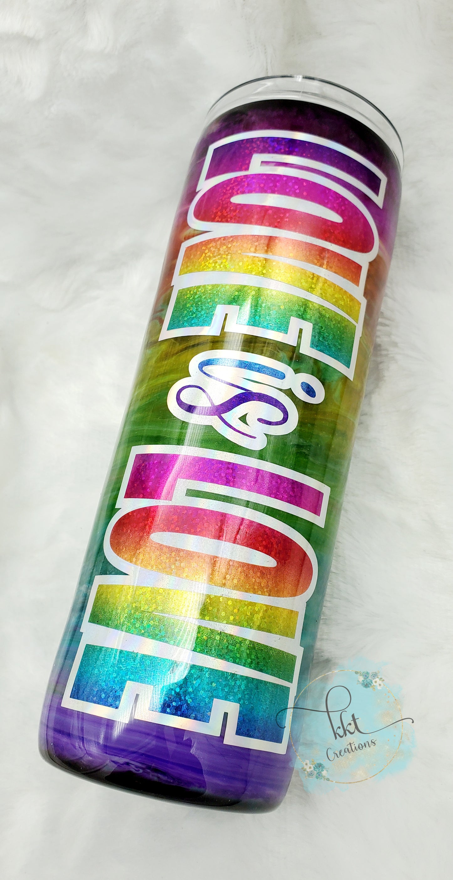 LOVE is LOVE inks swirl Custom Tumbler - 20 oz Skinny Straight -rainbow colors