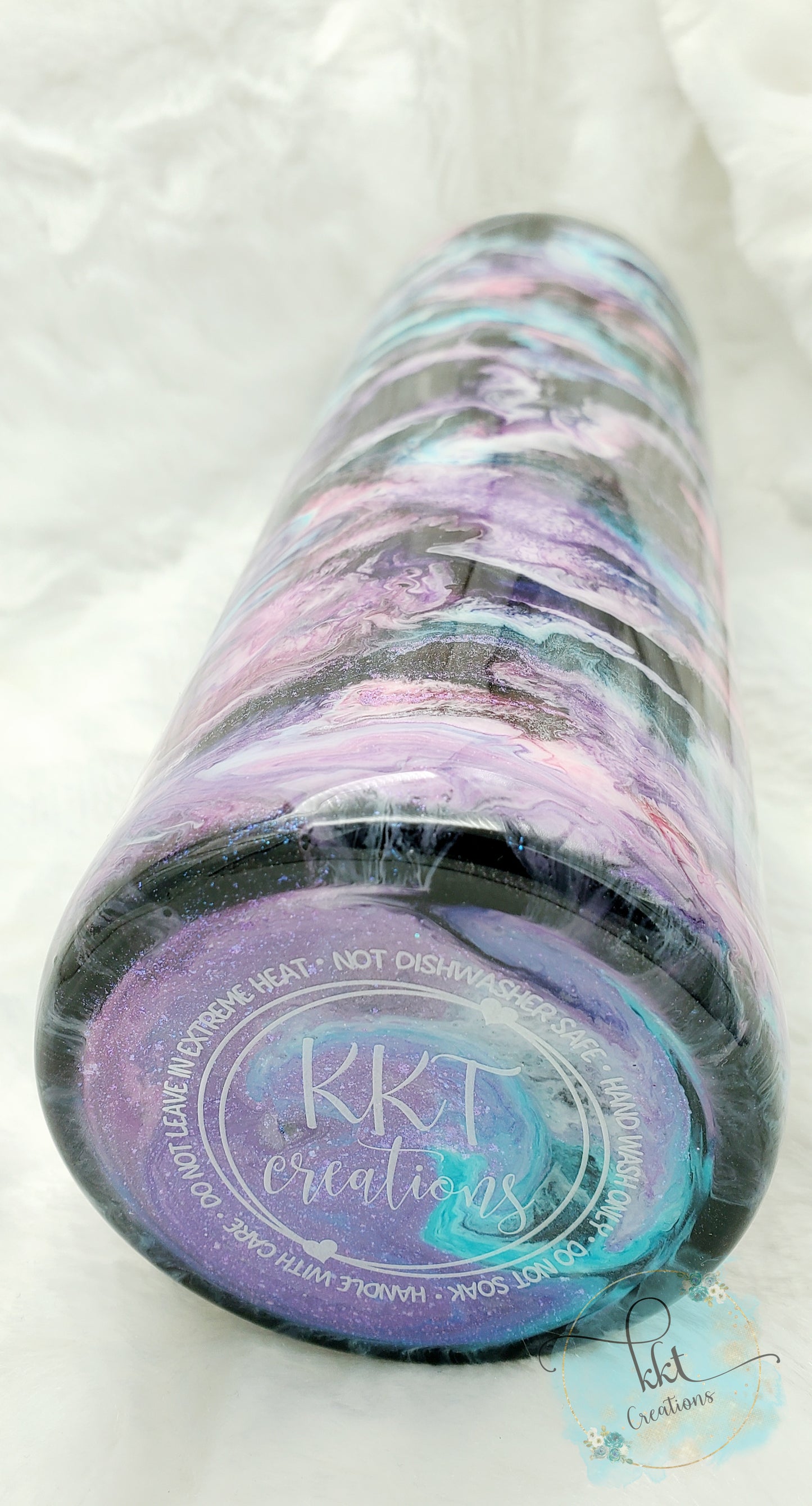 Mesmorize Glittered Custom Tumbler - 30 oz Skinny Taper - Pastel Purple/Turquoise/Pink