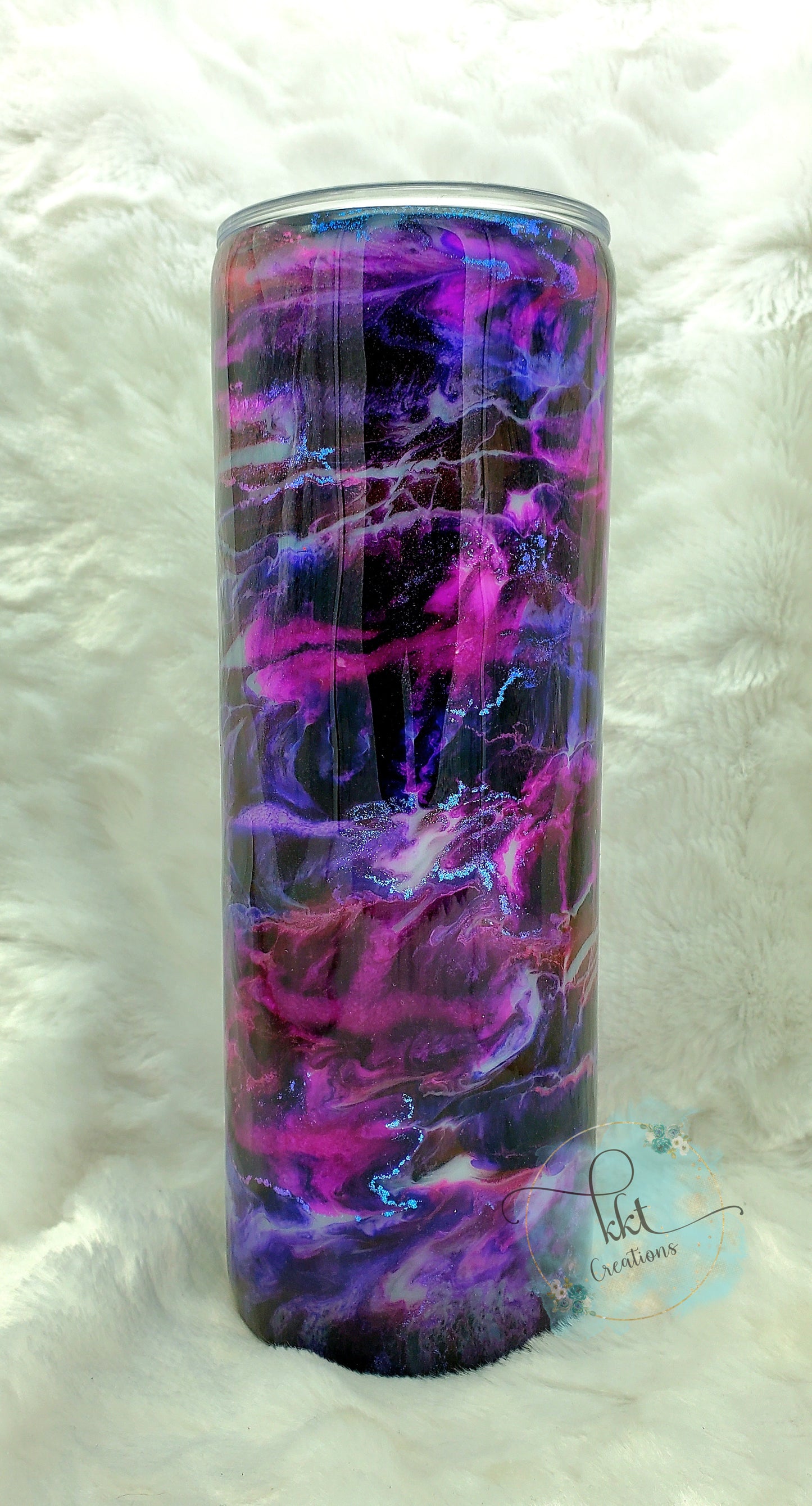 Mesmorize Custom Tumbler - 20 oz Skinny Straight -Purple/Pink/Shimmer accents