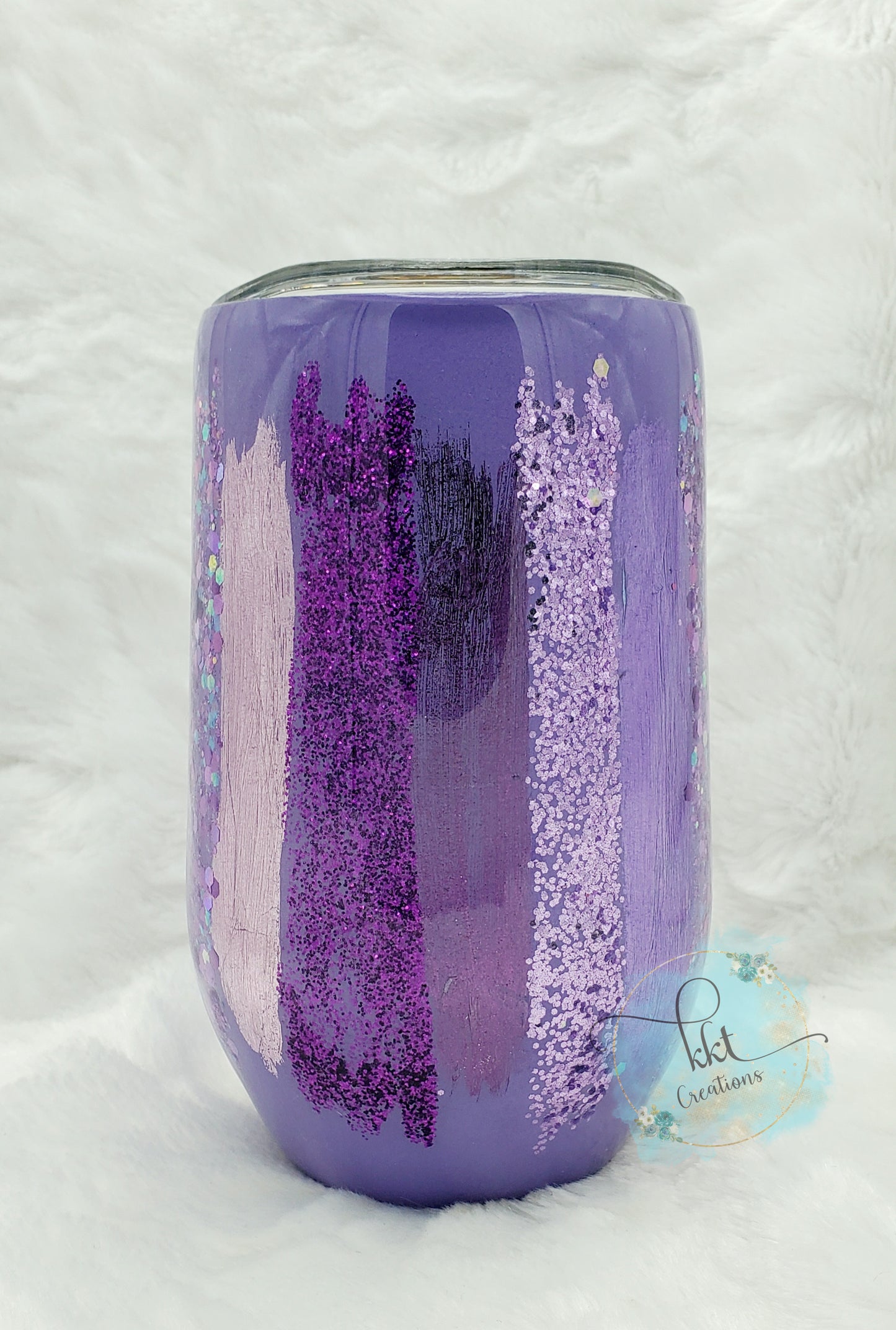 Foil & Glitter all Purples Custom Tumbler - 16 oz wine