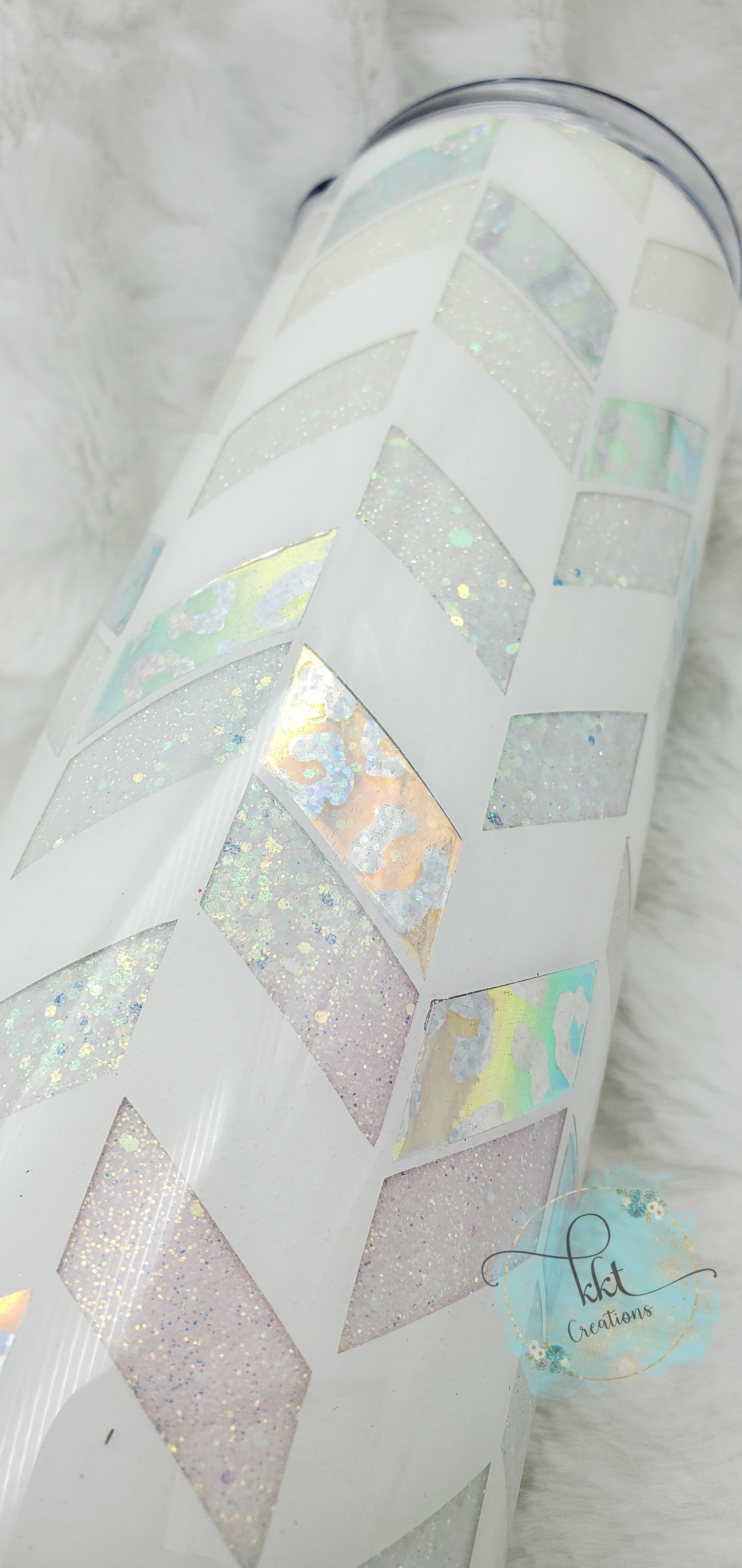 Tangram Holographic Leopard Custom Tumbler - 20 oz Skinny Straight - white