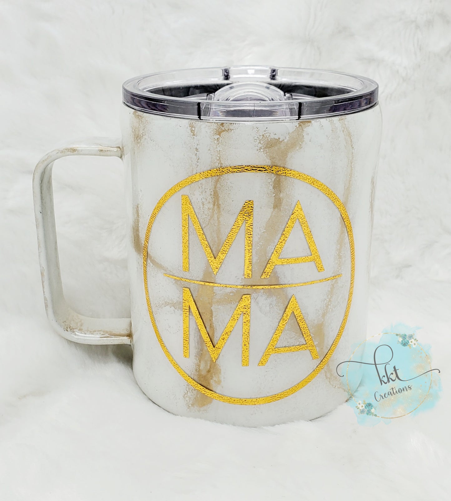 MAMA Marble Custom Tumbler Coffee Mug- 12 oz mug - white/gold