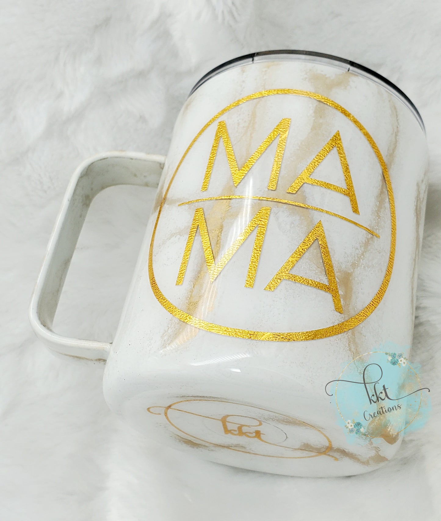 MAMA Marble Custom Tumbler Coffee Mug- 12 oz mug - white/gold