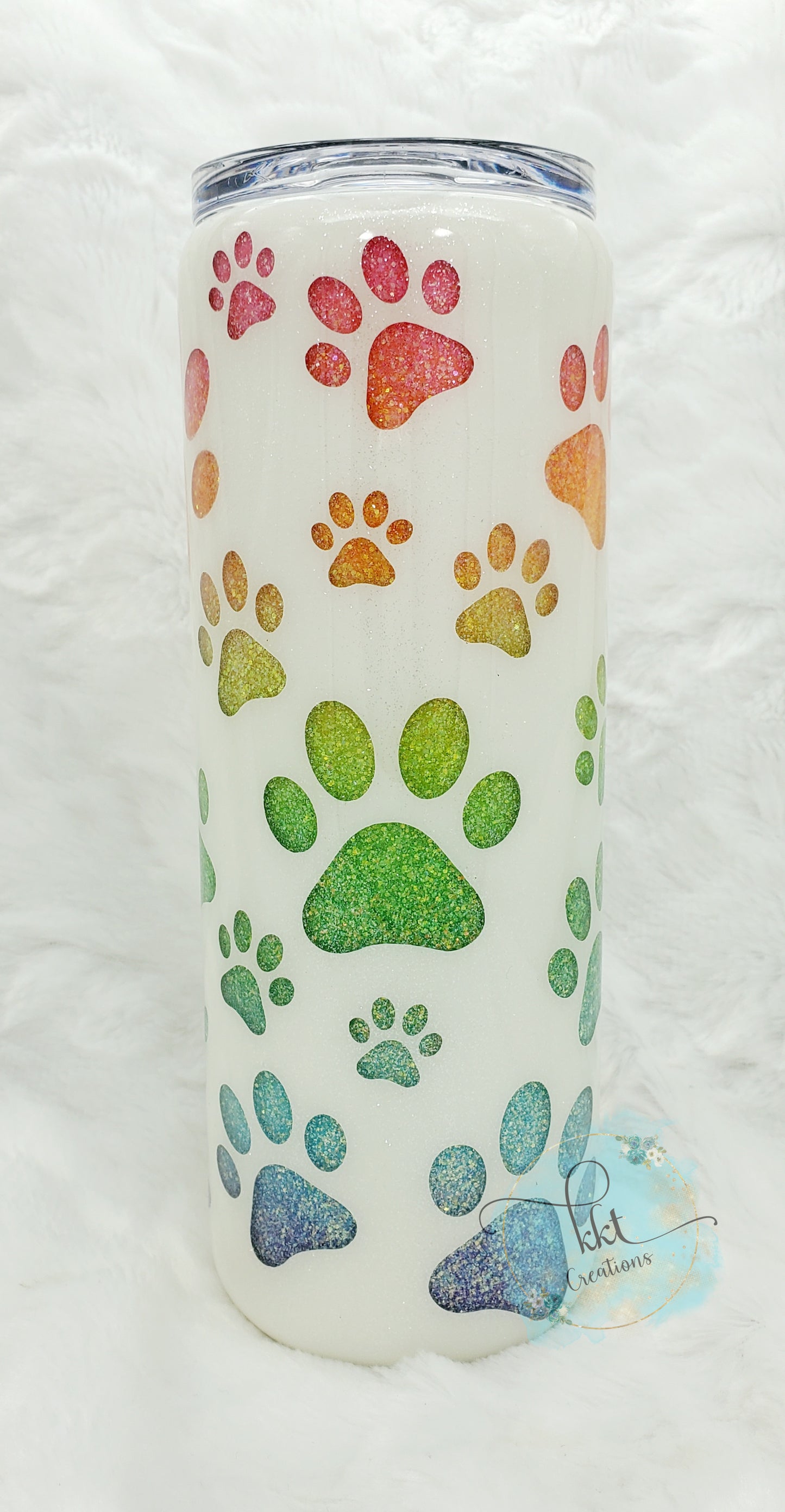 Dog Mom Rainbow glitter Peekaboo Custom Tumbler - 20 oz Skinny Straight - neons