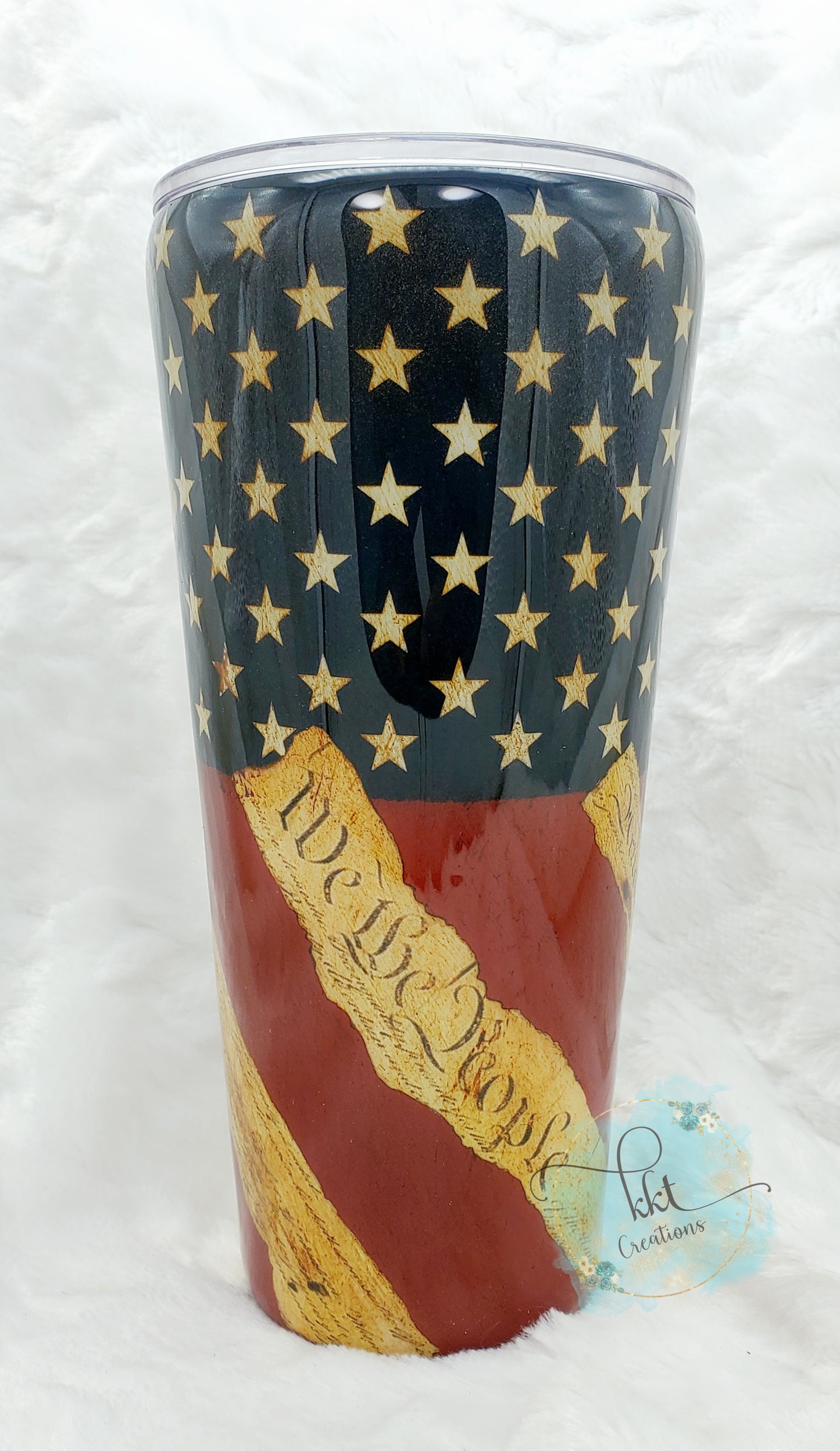 Flag Constitution Non Glitter Custom Tumbler - 32 oz Taper -Red/White/Blue