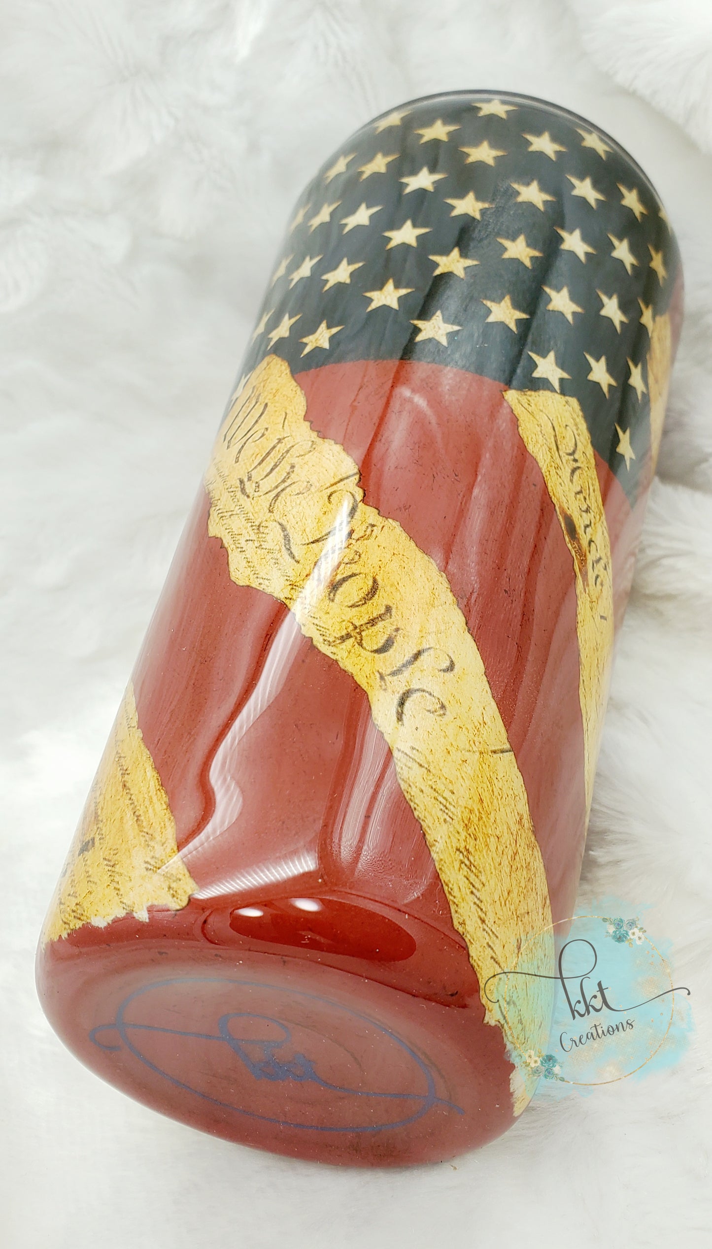 Flag Constitution Non Glitter Custom Tumbler - 32 oz Taper -Red/White/Blue