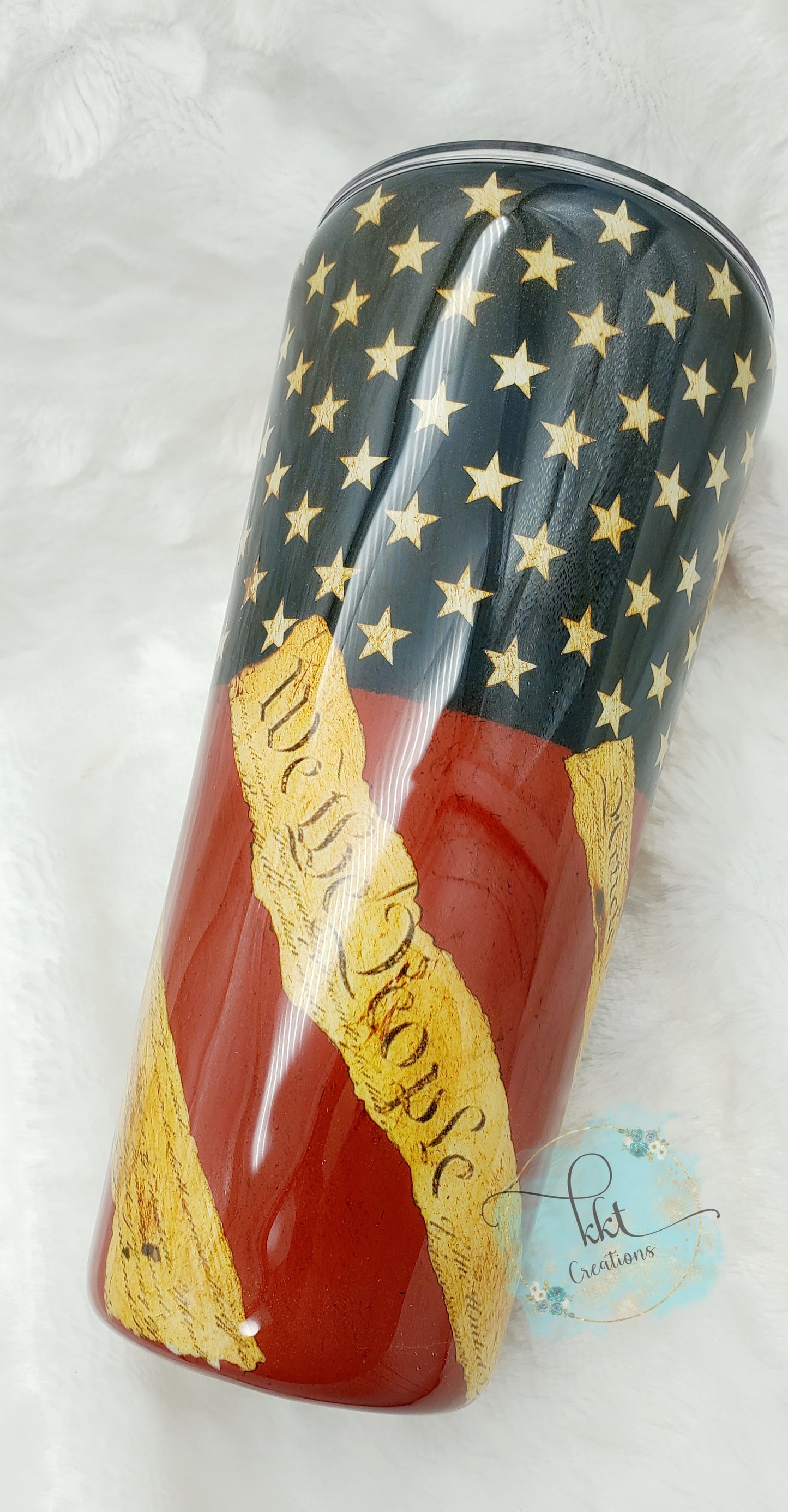 Flag Constitution Non Glitter Custom Tumbler - 32 oz Taper -Red/White/Blue