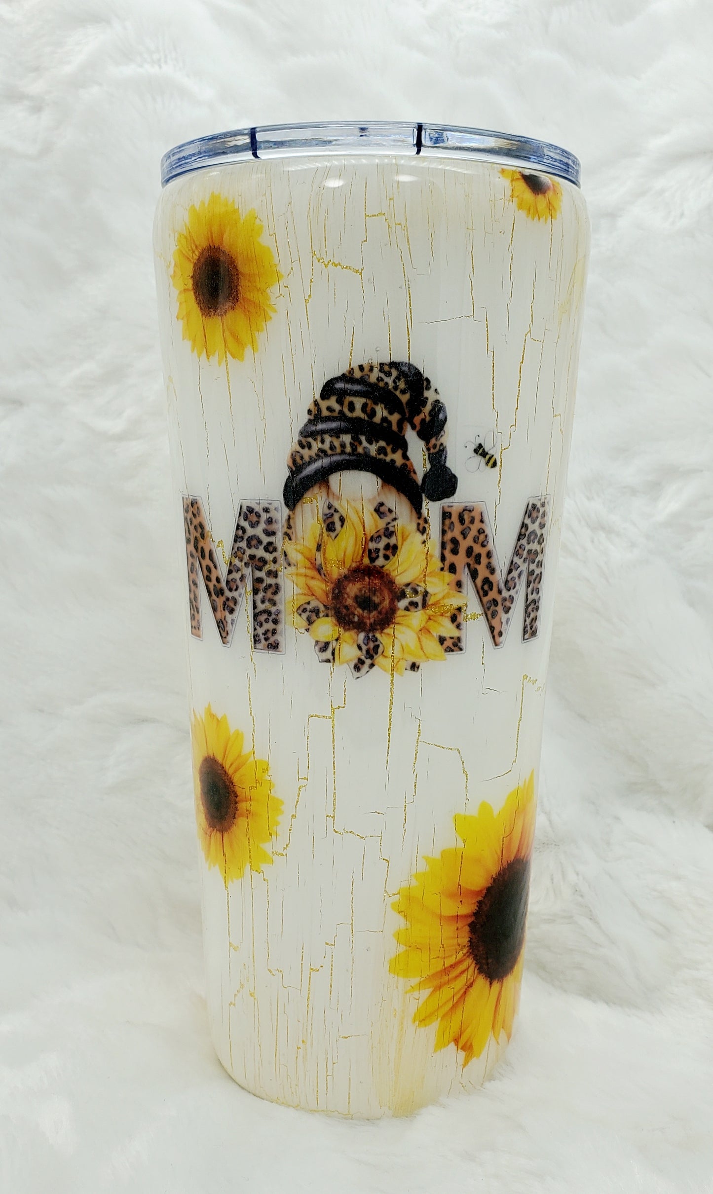 Sunflower Leopard Gnome MOM Custom Tumbler - 22 oz Taper