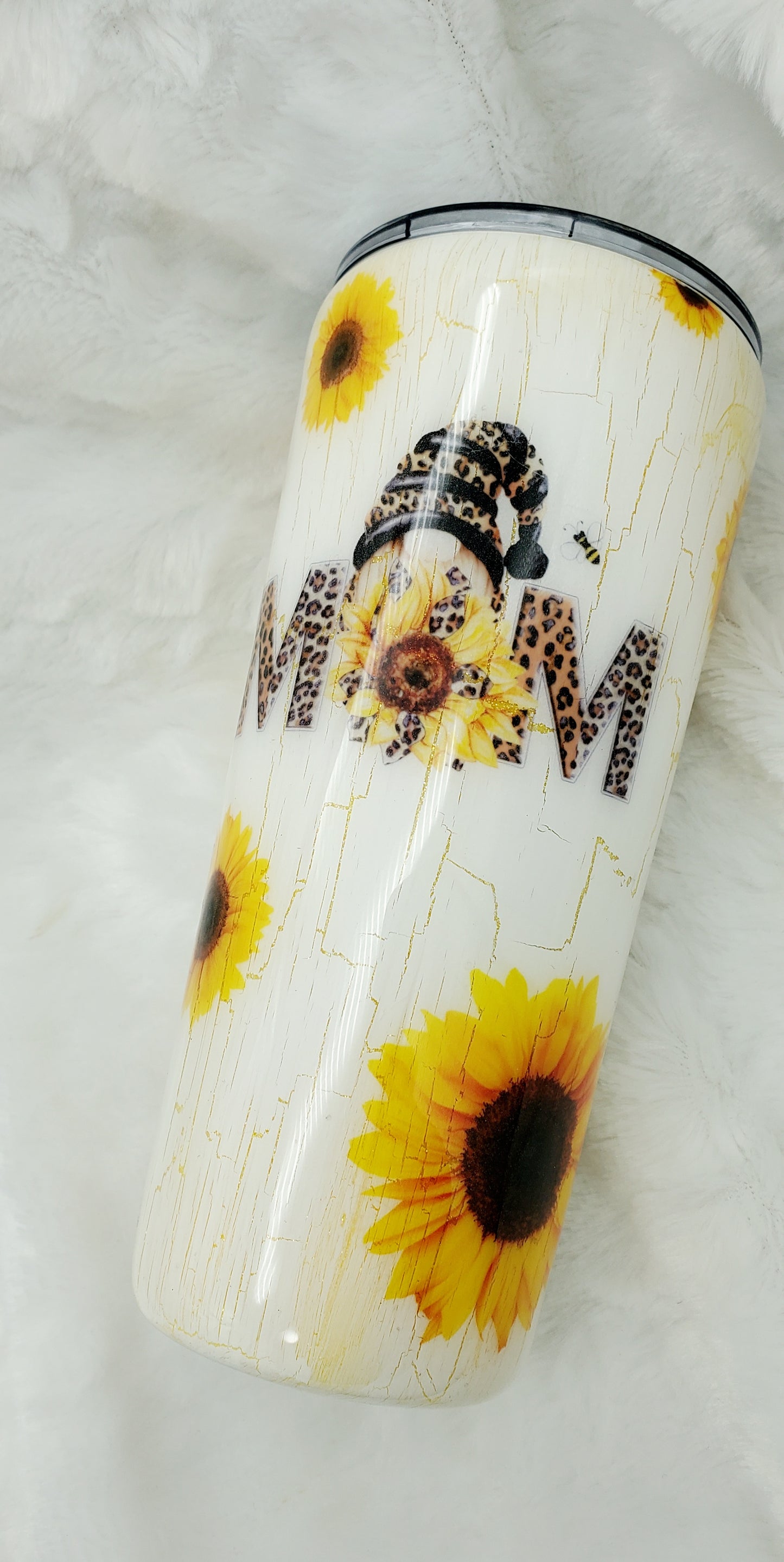 Sunflower Leopard Gnome MOM Custom Tumbler - 22 oz Taper